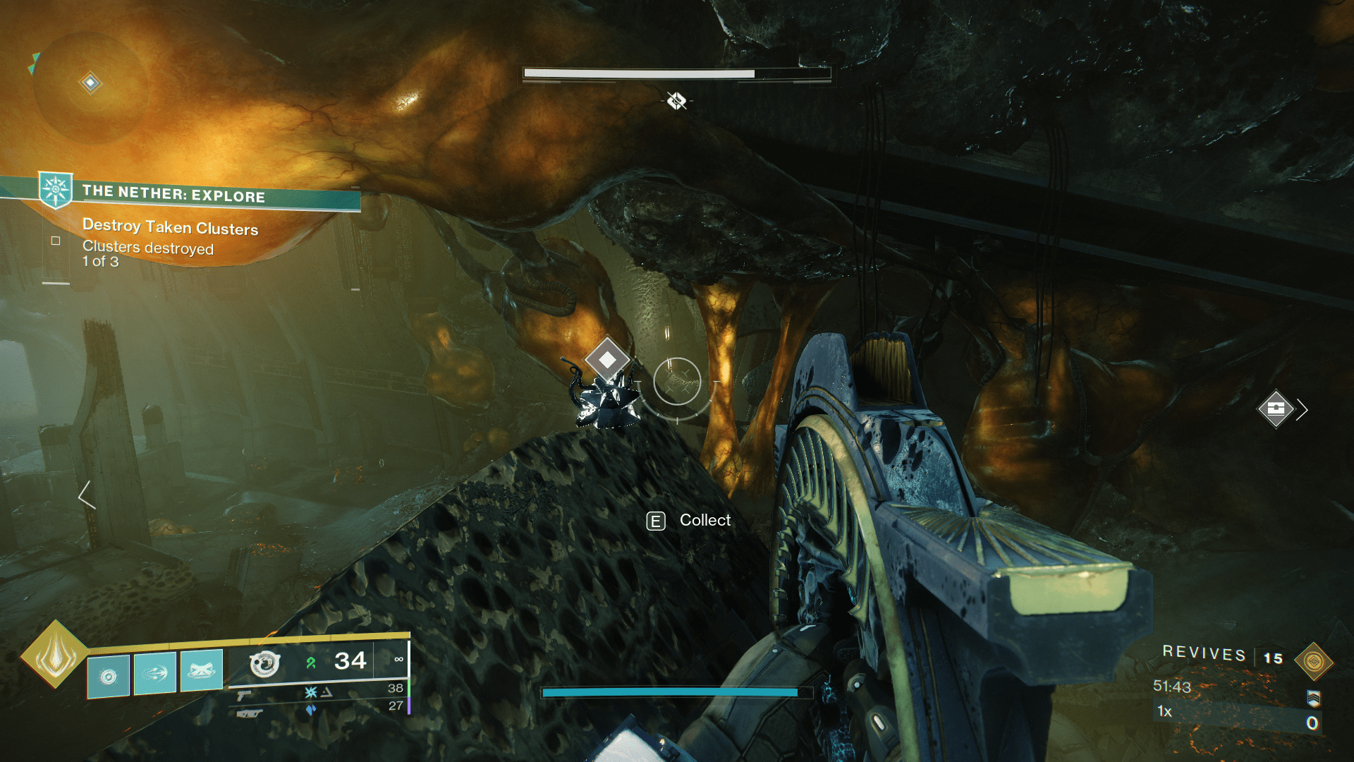 A Guardian grabs a Taken Osseous Fragment in Destiny 2 Heresy