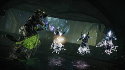 A Guardian attacks a group of Hive Wizards in Destiny 2