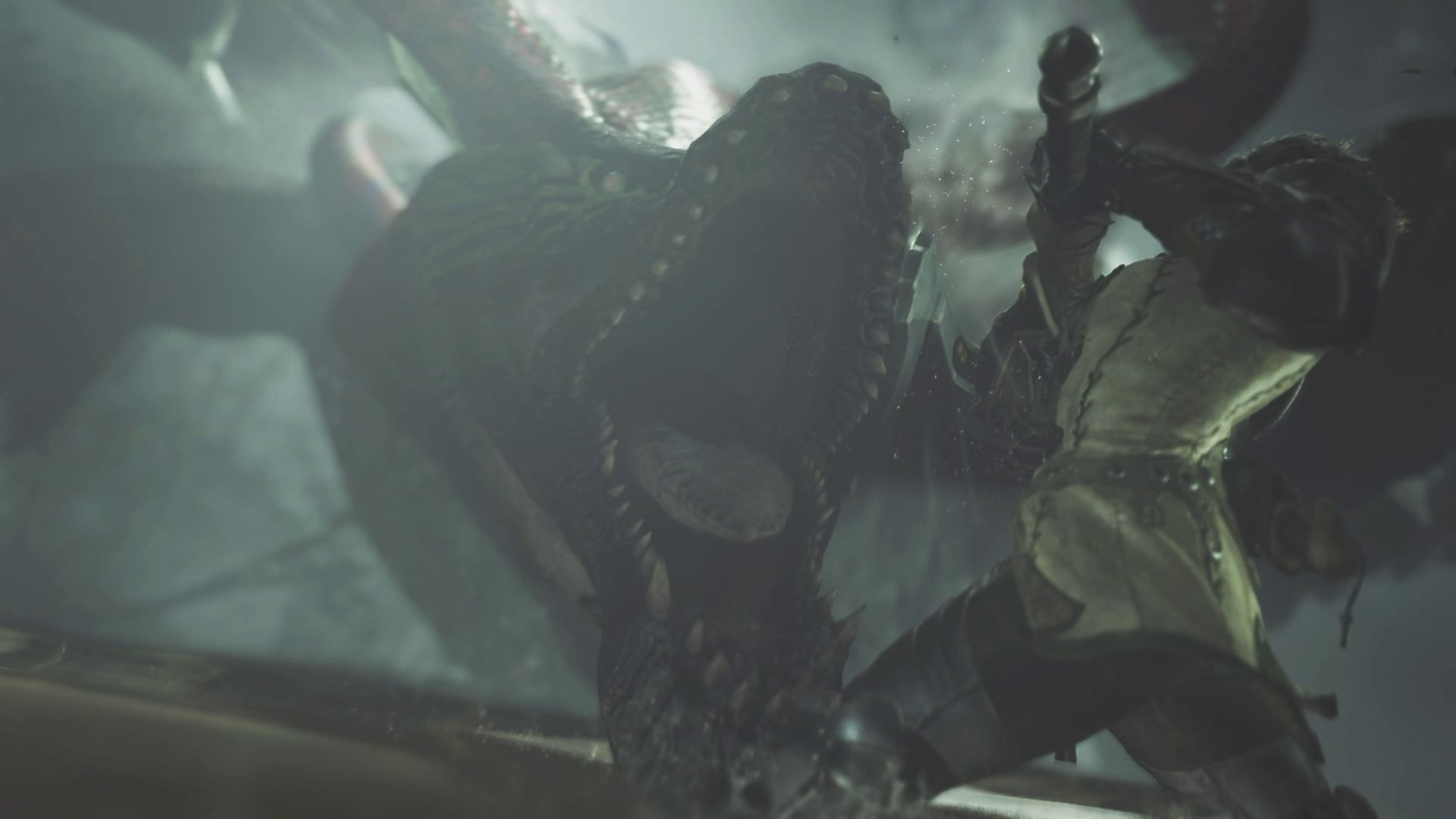 Olivia fights a Uth Duna in Monster Hunter Wilds