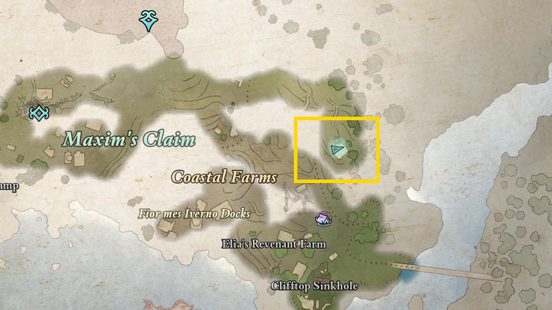 A map shows the location of the Painter’s Regret treasure map in Avowed A map shows the location of the Painter’s Regret treasure map in Avowed