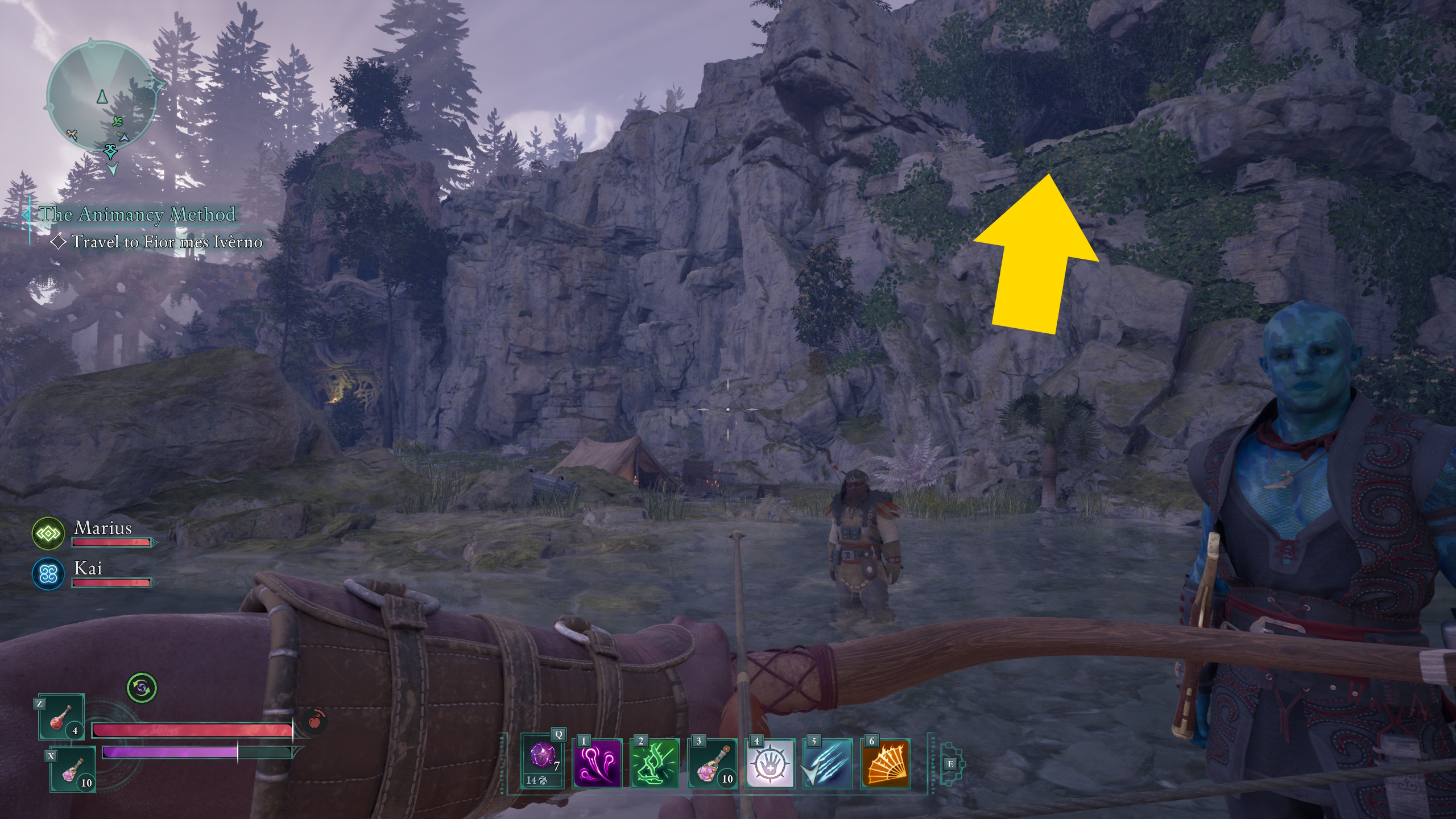 The main Avowed character walks toward the Painter’s Regret treasure map solution in Emerald Stair The main Avowed character walks toward the Painter’s Regret treasure map solution in Emerald Stair