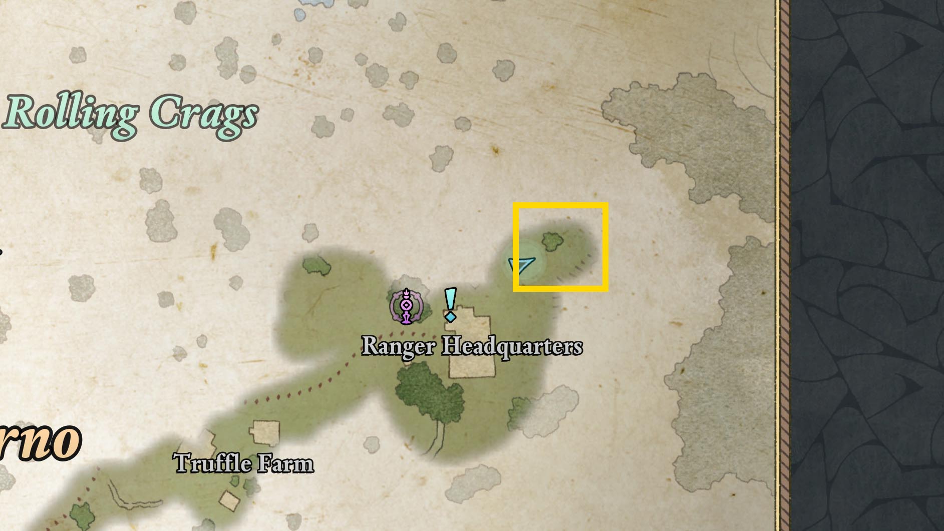 A map shows the location of the Practical Pockets treasure map solution in Avowed