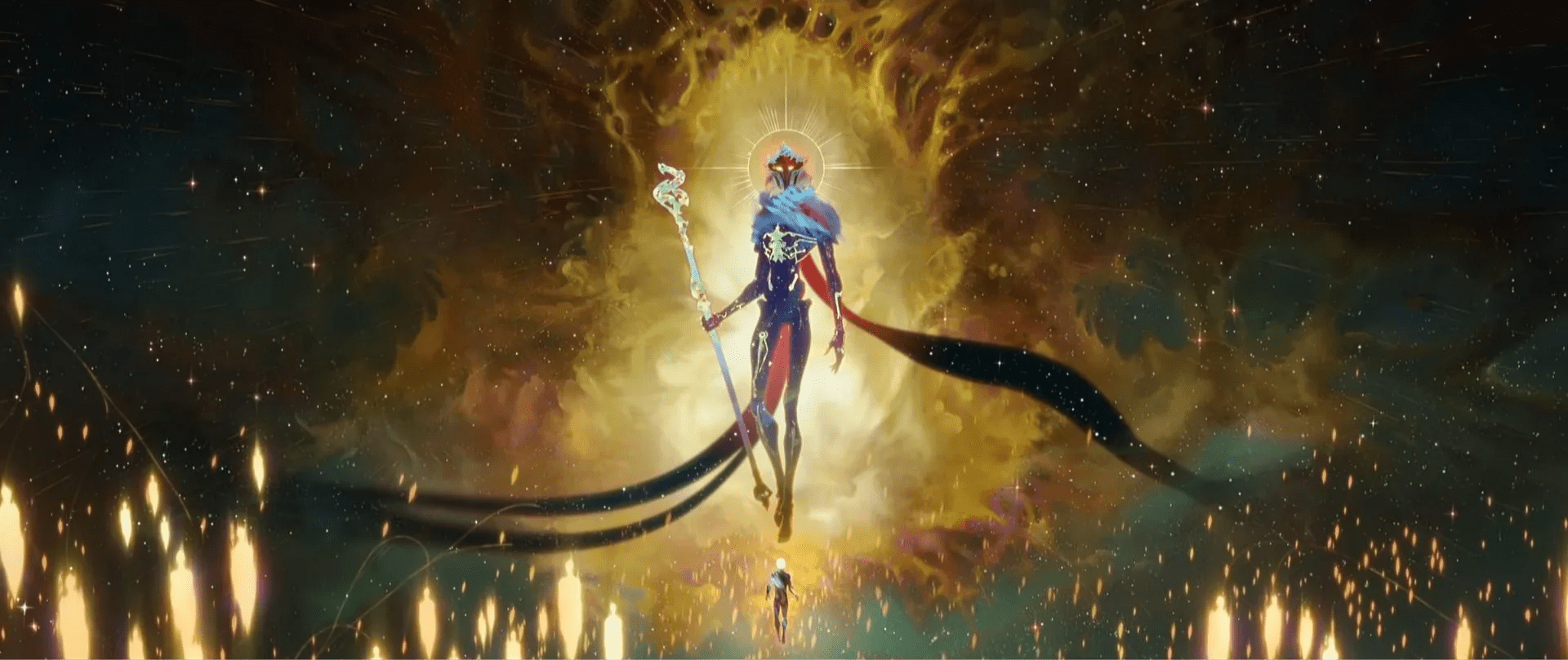 Viktor’s final, evolved form, which has him as a bio-mechanical, Christ-like figure standing against the cosmos. Viktor’s final, evolved form, which has him as a bio-mechanical, Christ-like figure standing against the cosmos.