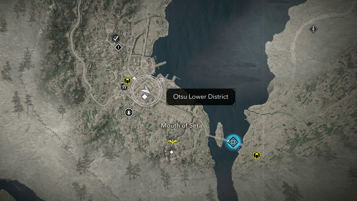 A map showing the Seta Bridge location in Assassin’s Creed Shadows
