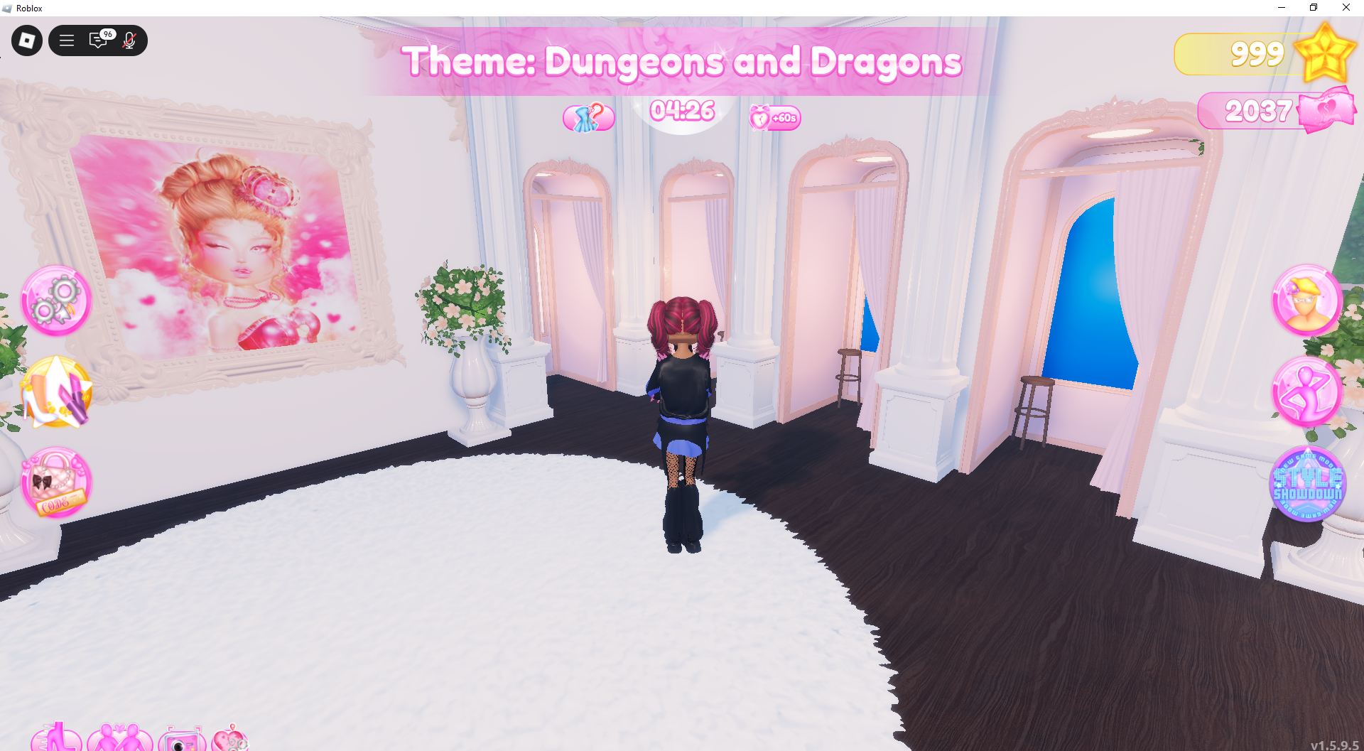 An image of a character standing in front of the dressing rooms in Dress to Imress. An image of a character standing in front of the dressing rooms in Dress to Imress.