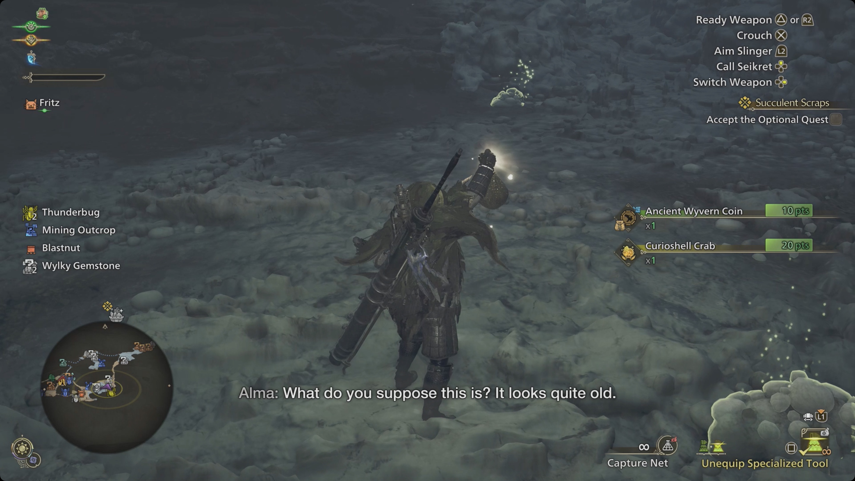 Monster Hunter Wilds capturing a curioshell crab Monster Hunter Wilds capturing a curioshell crab