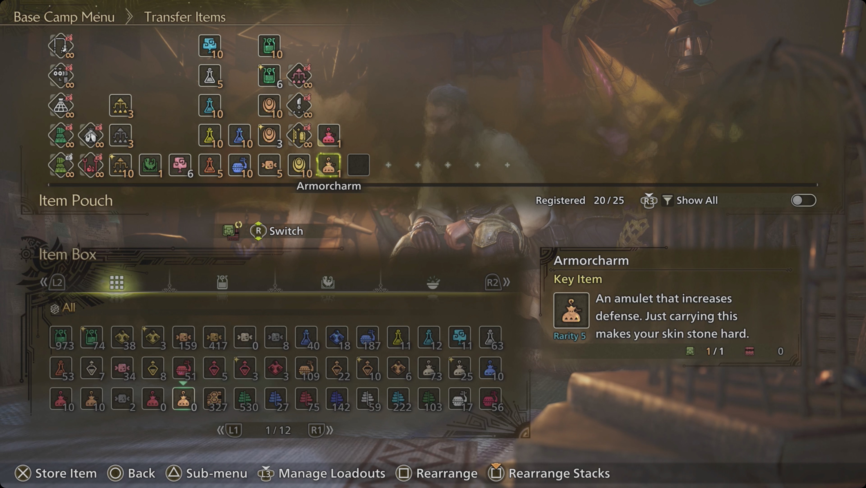 Monster Hunter Wilds armorcharm in the item pouch Monster Hunter Wilds armorcharm in the item pouch