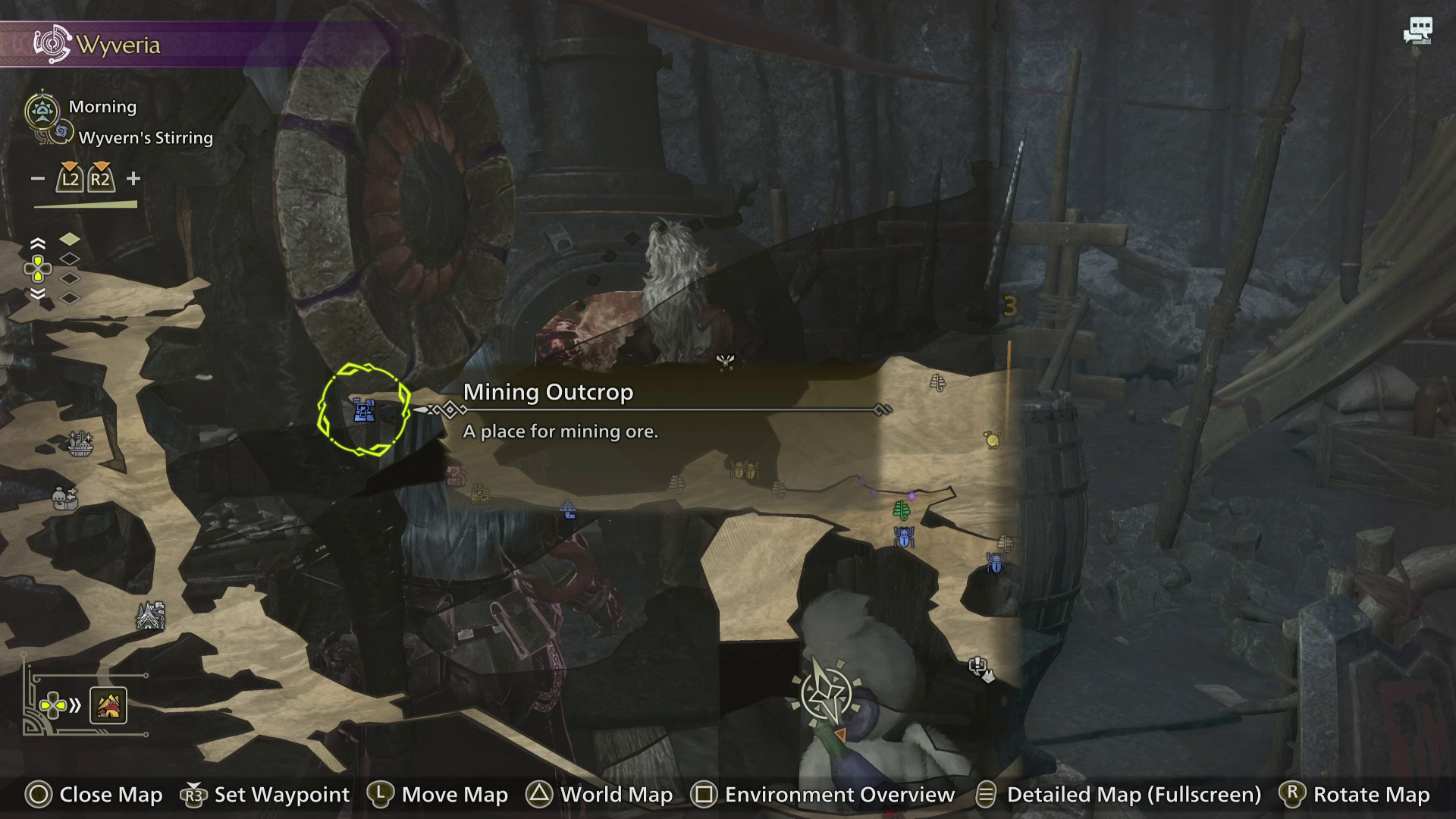 A Hunter hover over a Mining Outcrop in Monster Hunter Wilds A Hunter hover over a Mining Outcrop in Monster Hunter Wilds