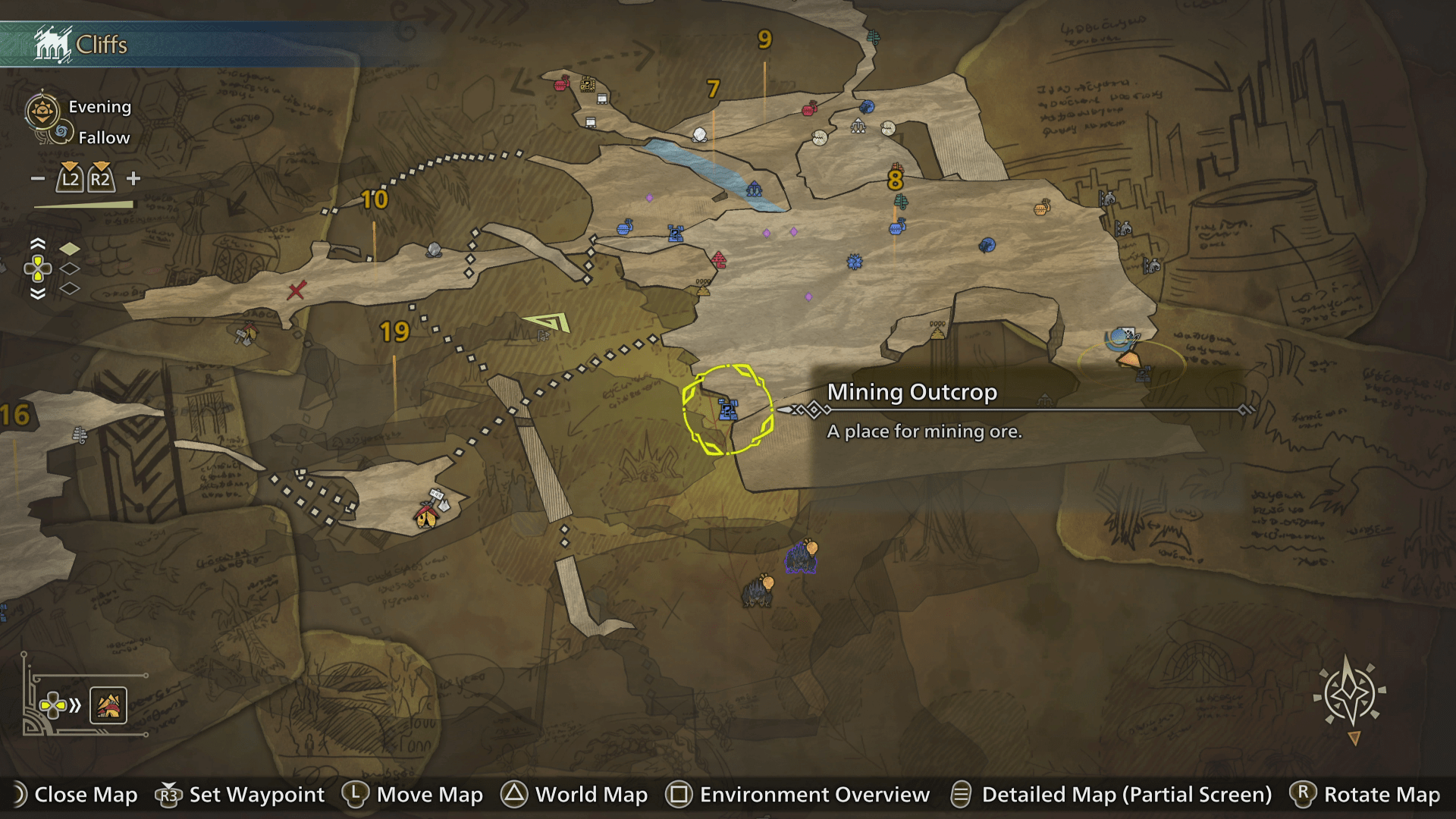 A Hunter sets a waypoint for the Mining Outcrop in Monster Hunter Wilds A Hunter sets a waypoint for the Mining Outcrop in Monster Hunter Wilds