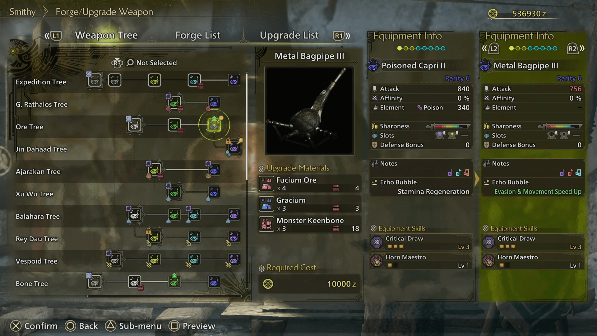 A Hunter upgrades their Metal Bagpipe 3 in Monster Hunter Wilds A Hunter upgrades their Metal Bagpipe 3 in Monster Hunter Wilds