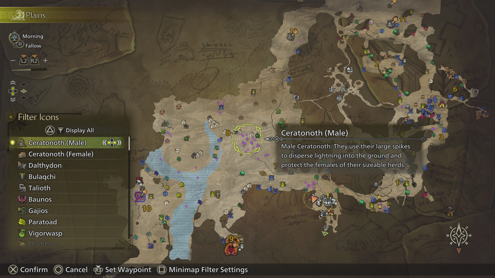 Monster Hunter Wilds using the icon filter to track Ceratonoths Monster Hunter Wilds using the icon filter to track Ceratonoths