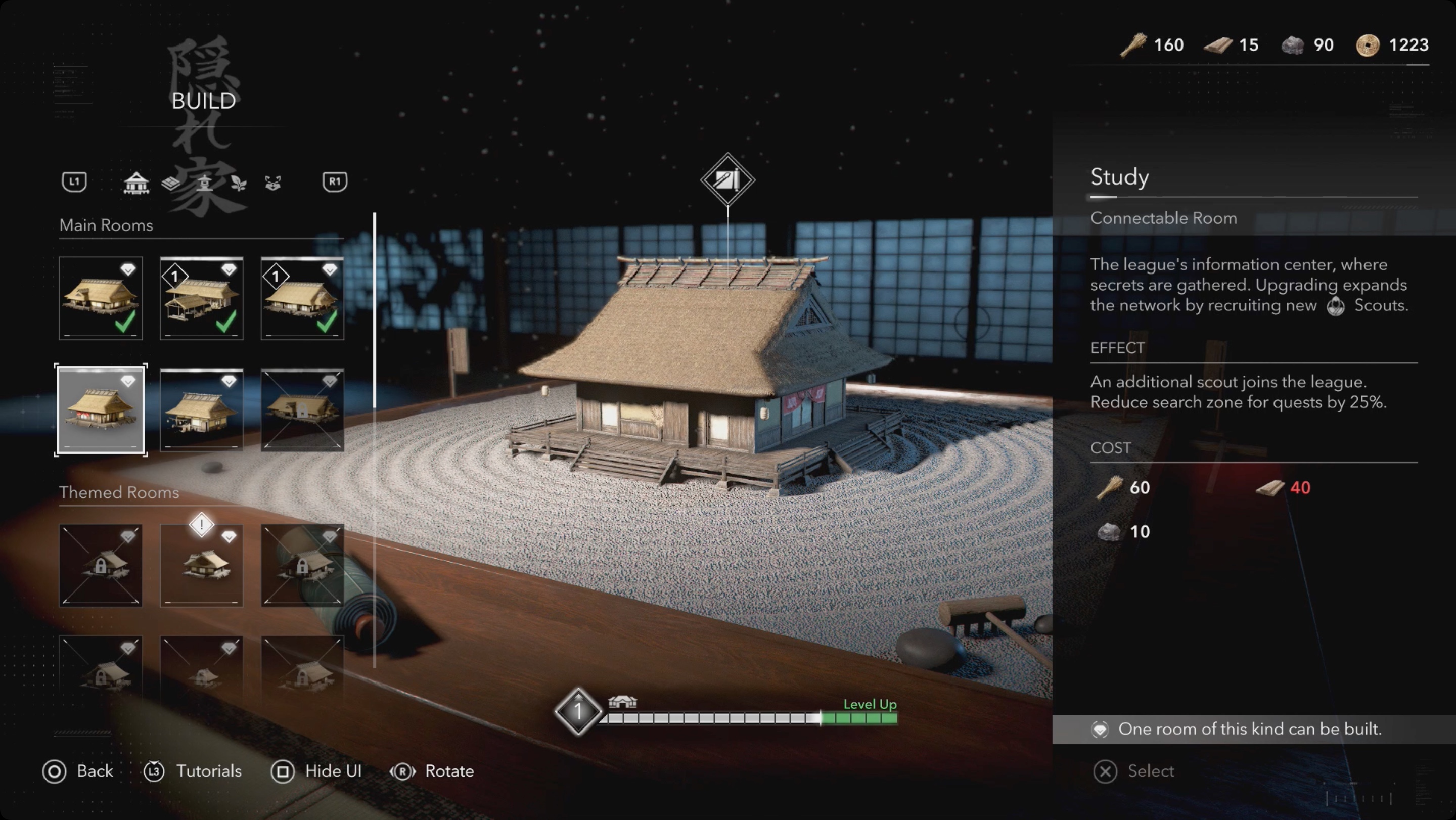 Assassin’s Creed Shadows building the Study at the Hideout