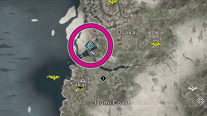 A map showing Yaya’s location in Assassin’s Creed Shadows