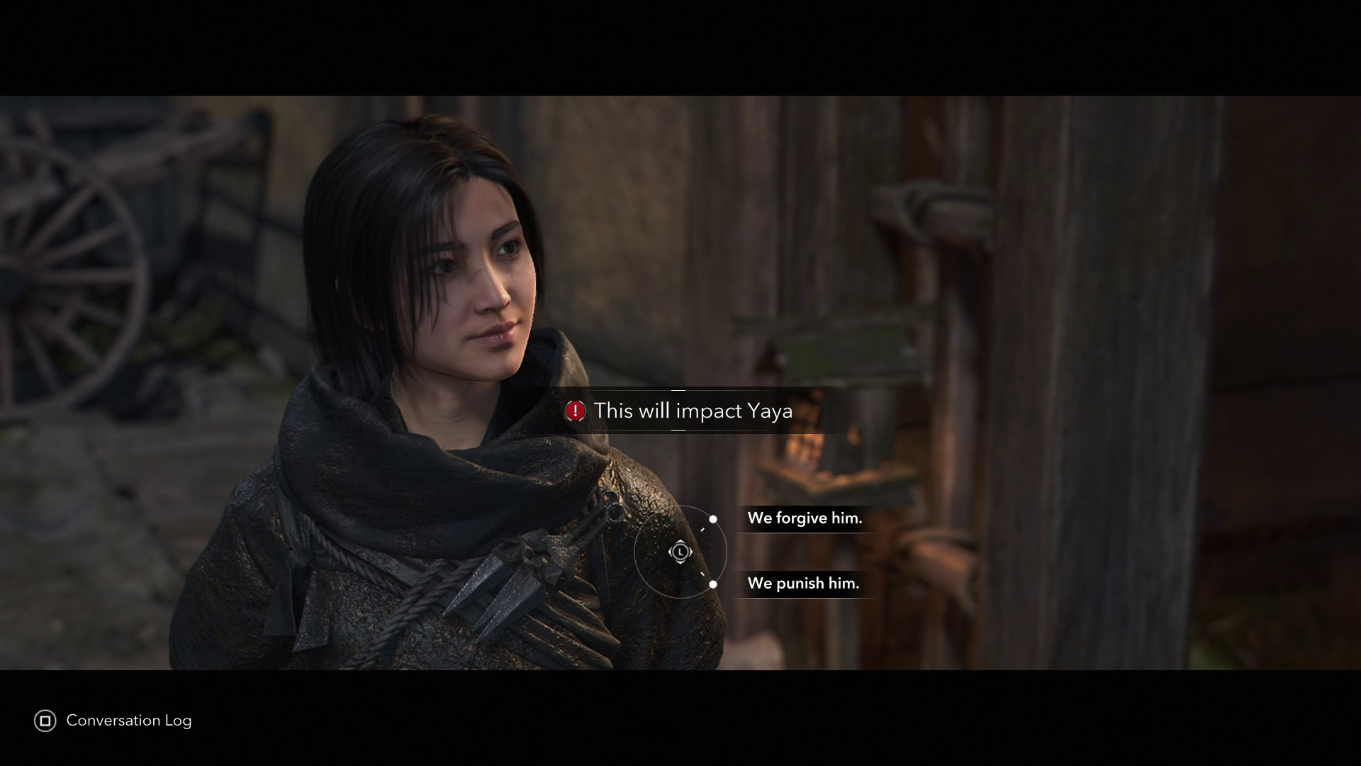 Naoe makes a choice when speaking to Yaya in Assassin’s Creed Shadows