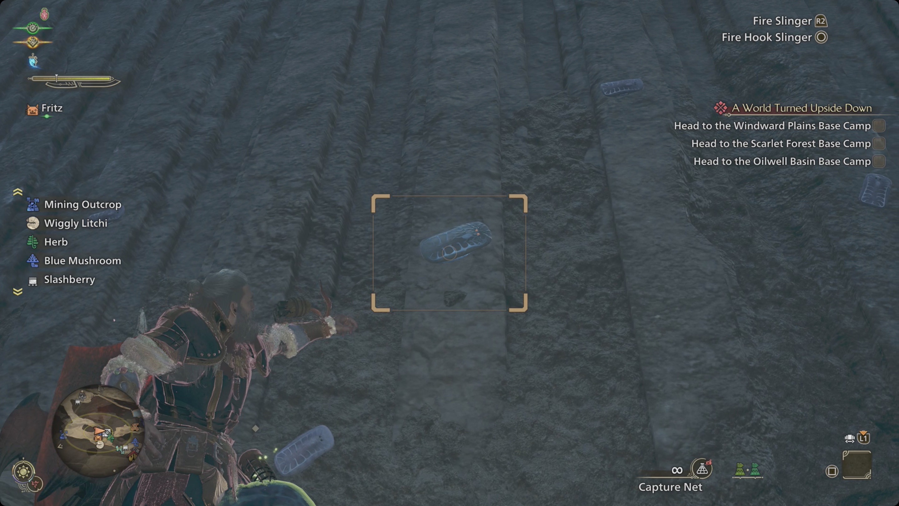 Monster Hunter Wilds capturing a gillopod Monster Hunter Wilds capturing a gillopod