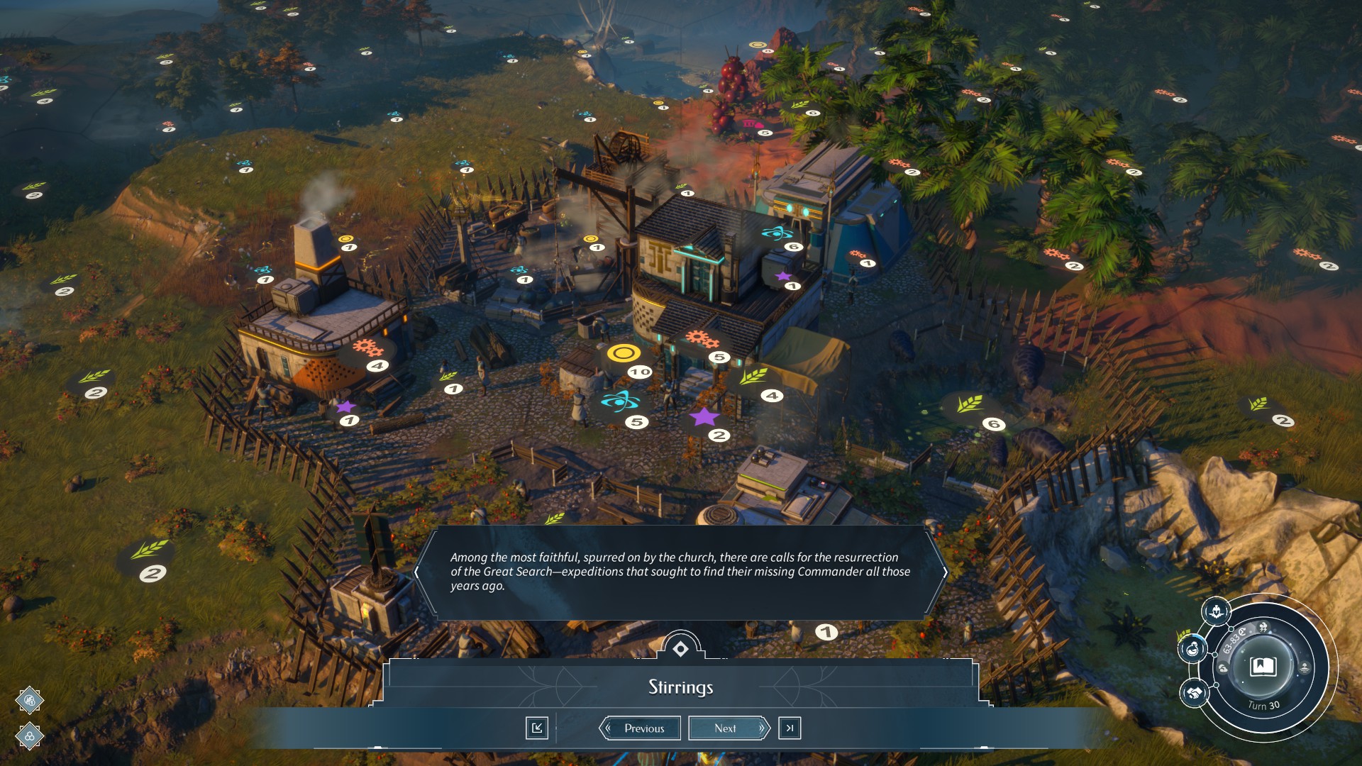Districts surrounding a city in Endless Legend 2.