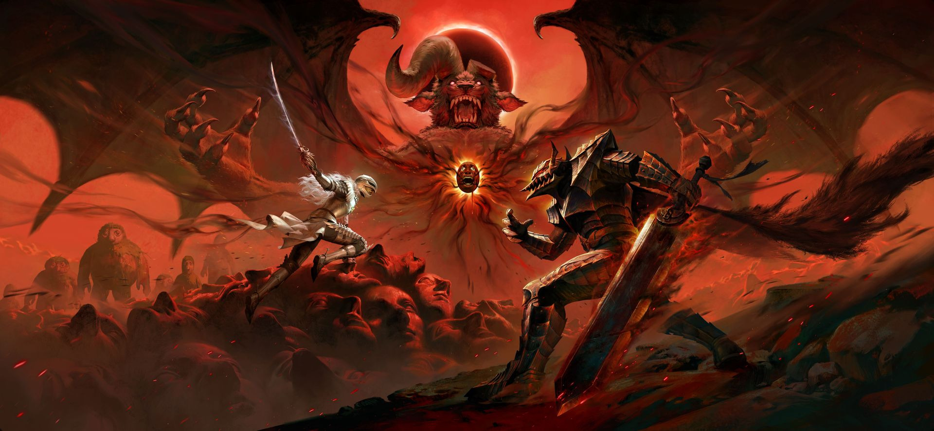 Key art of two characters, dressed in Hawk of Light and Berserker armor, fighting Nosferatu Zodd in the Diablo Immortal Berserk crossover event. Key art of two characters, dressed in Hawk of Light and Berserker armor, fighting Nosferatu Zodd in the Diablo Immortal Berserk crossover event.