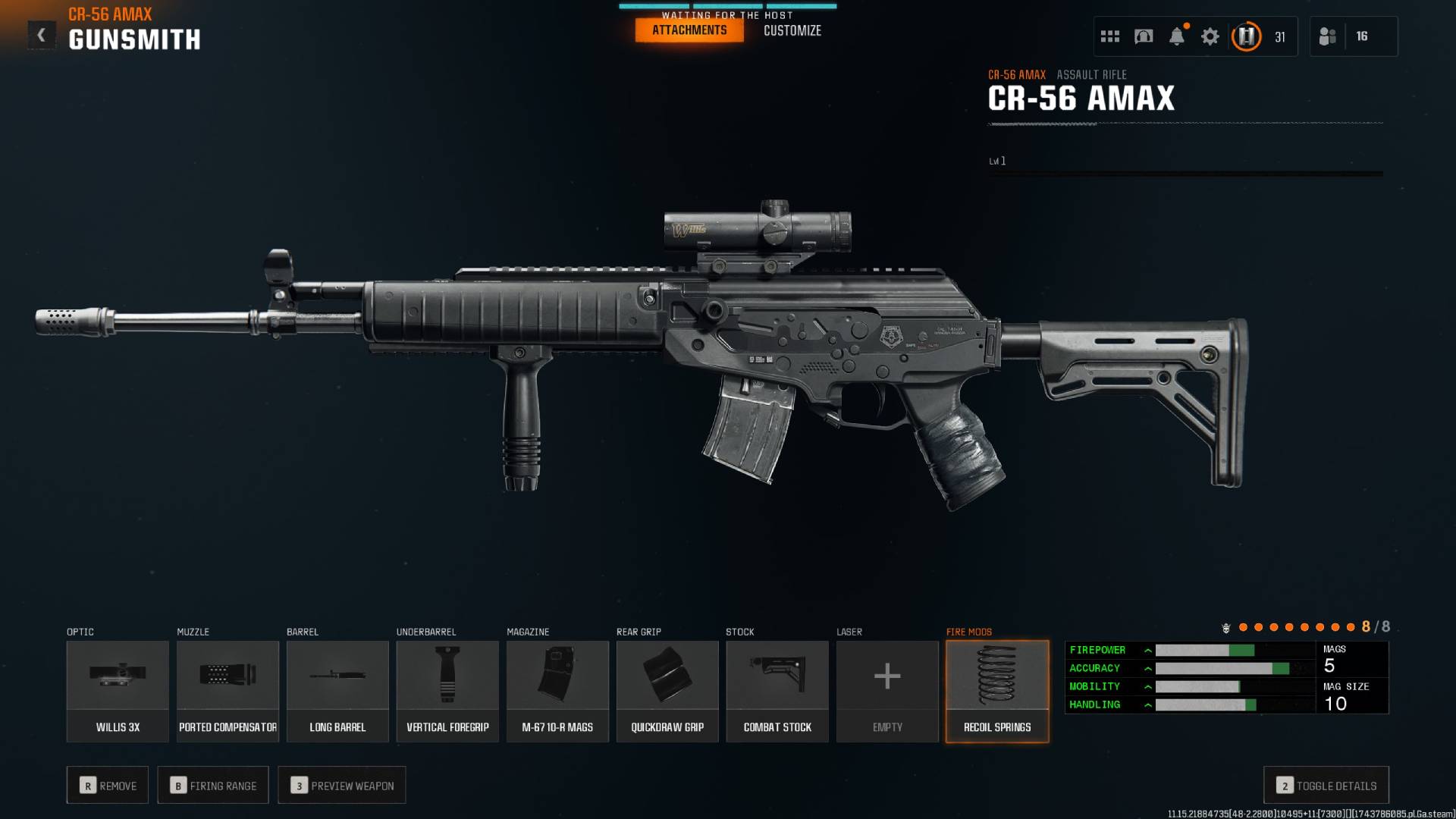 A menu shows the best attachments and loadout build for the CR56 AMAX in Black Ops 6