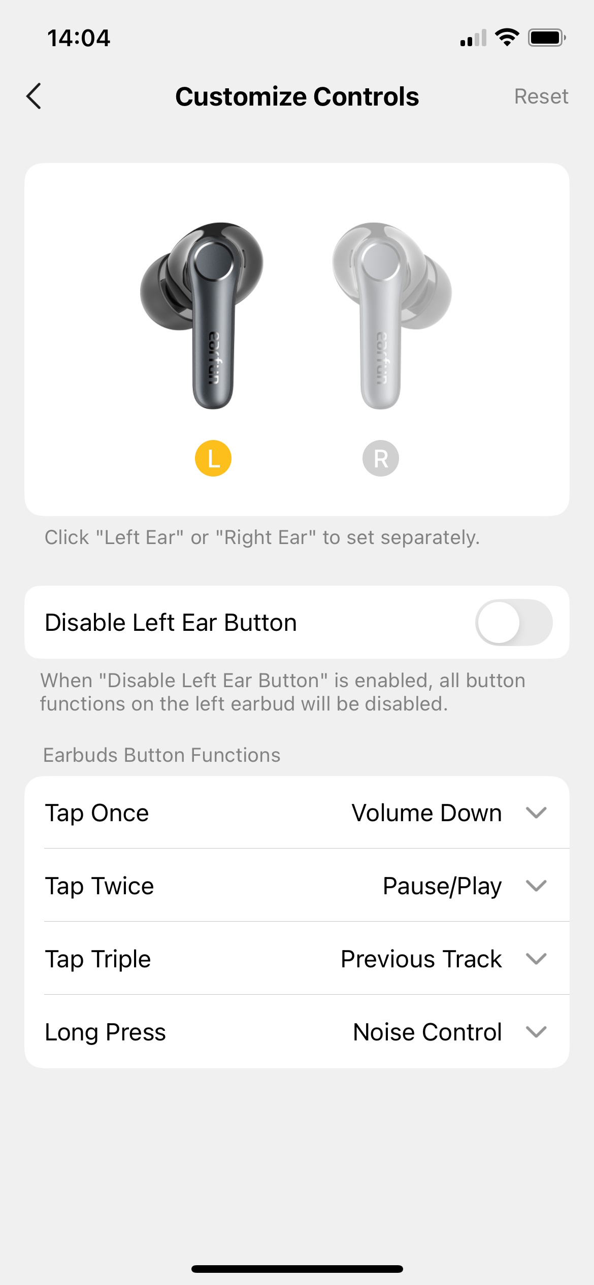 EarFun app screenshot for Air Pro 4 earphones