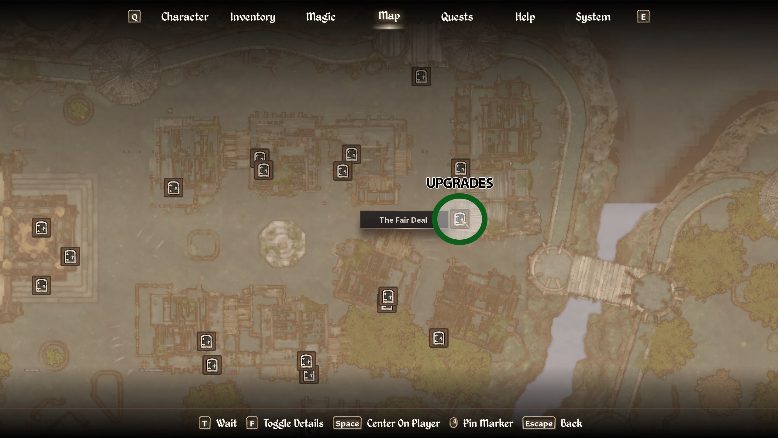 A map in Oblivion Remastered showing where you can upgrade the Bravil house.