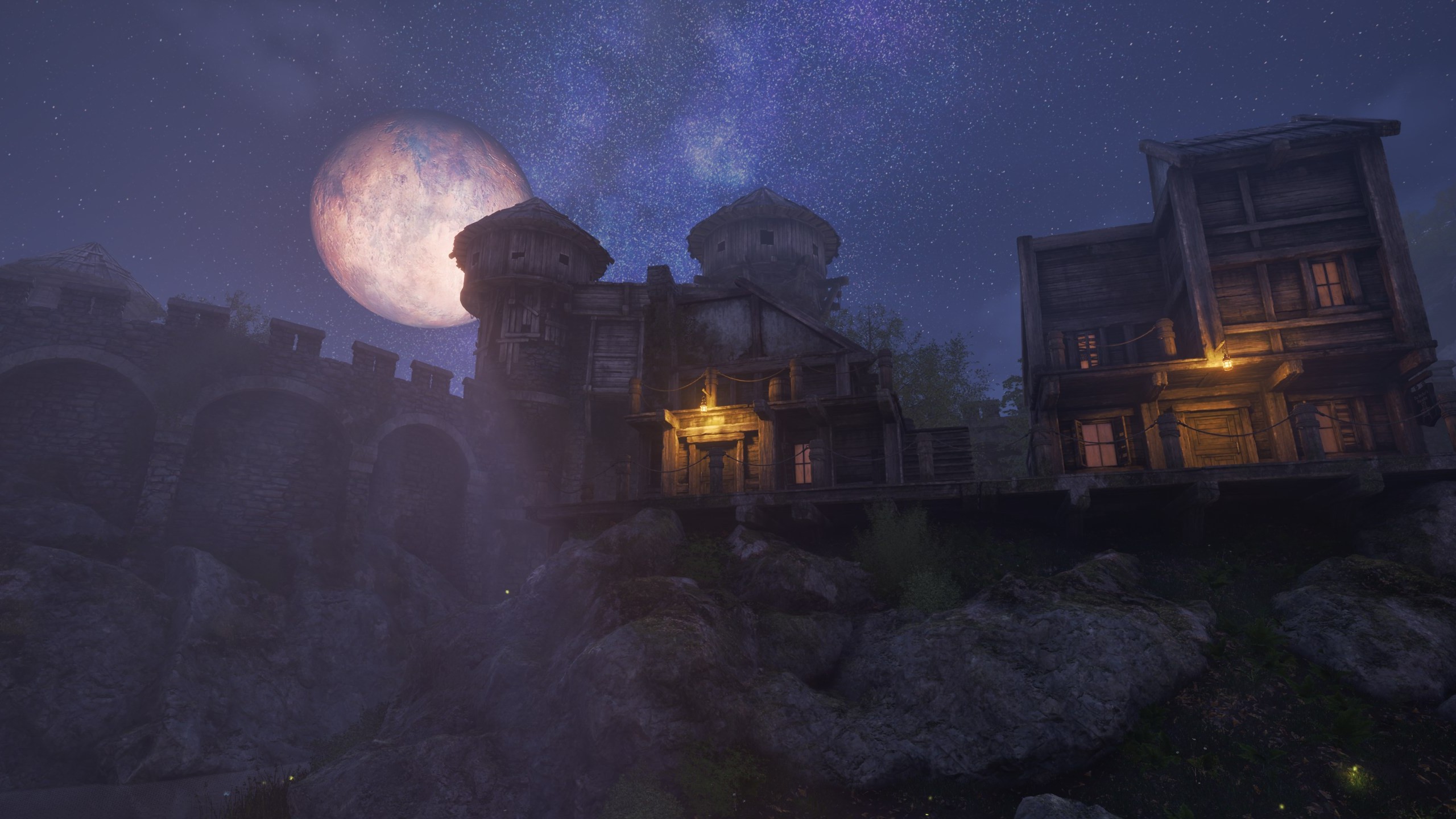 The house in Bravil at night time in Oblivion Remastered.
