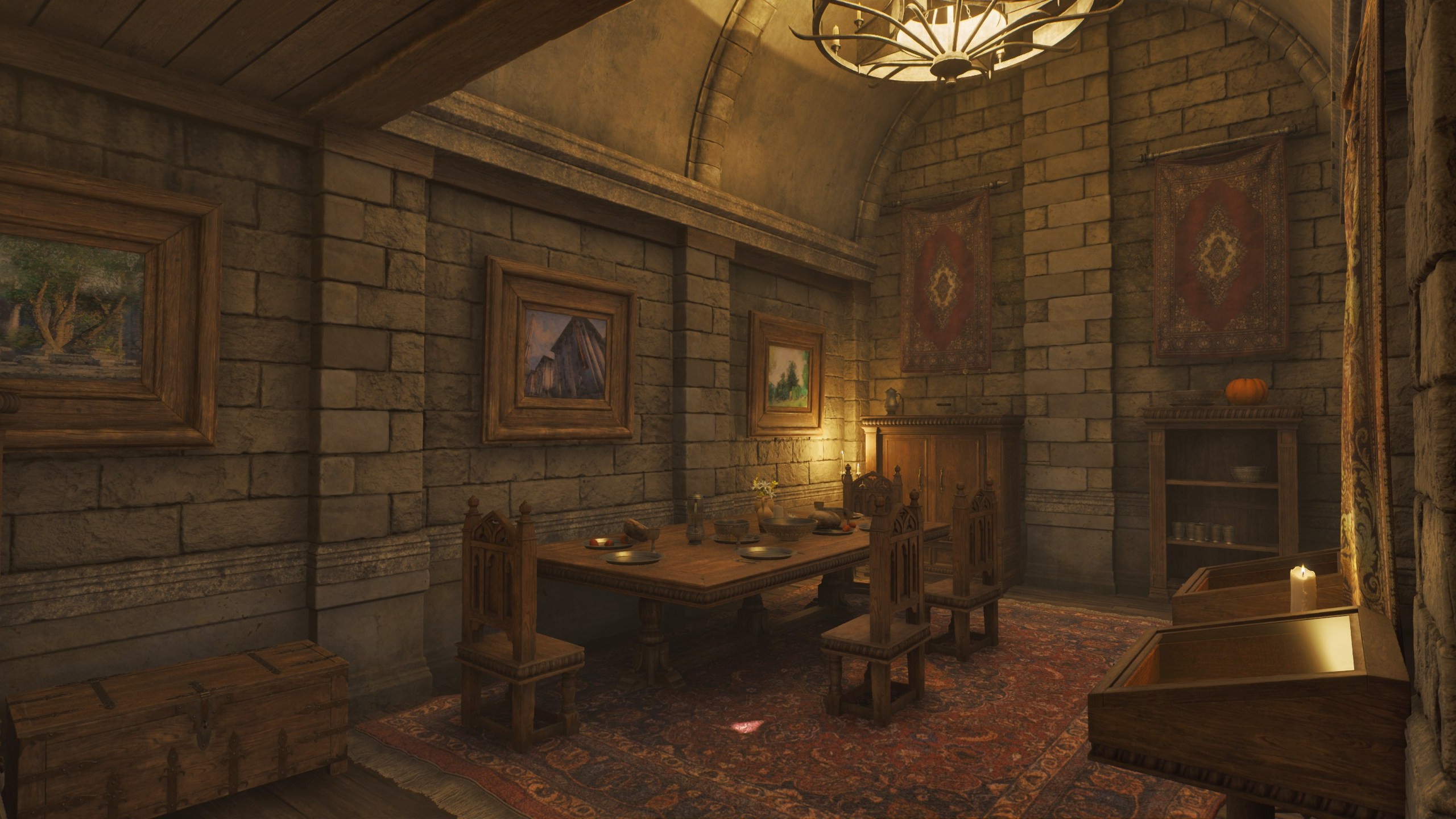 The interior of the house in Skingrad in Oblivion Remastered.