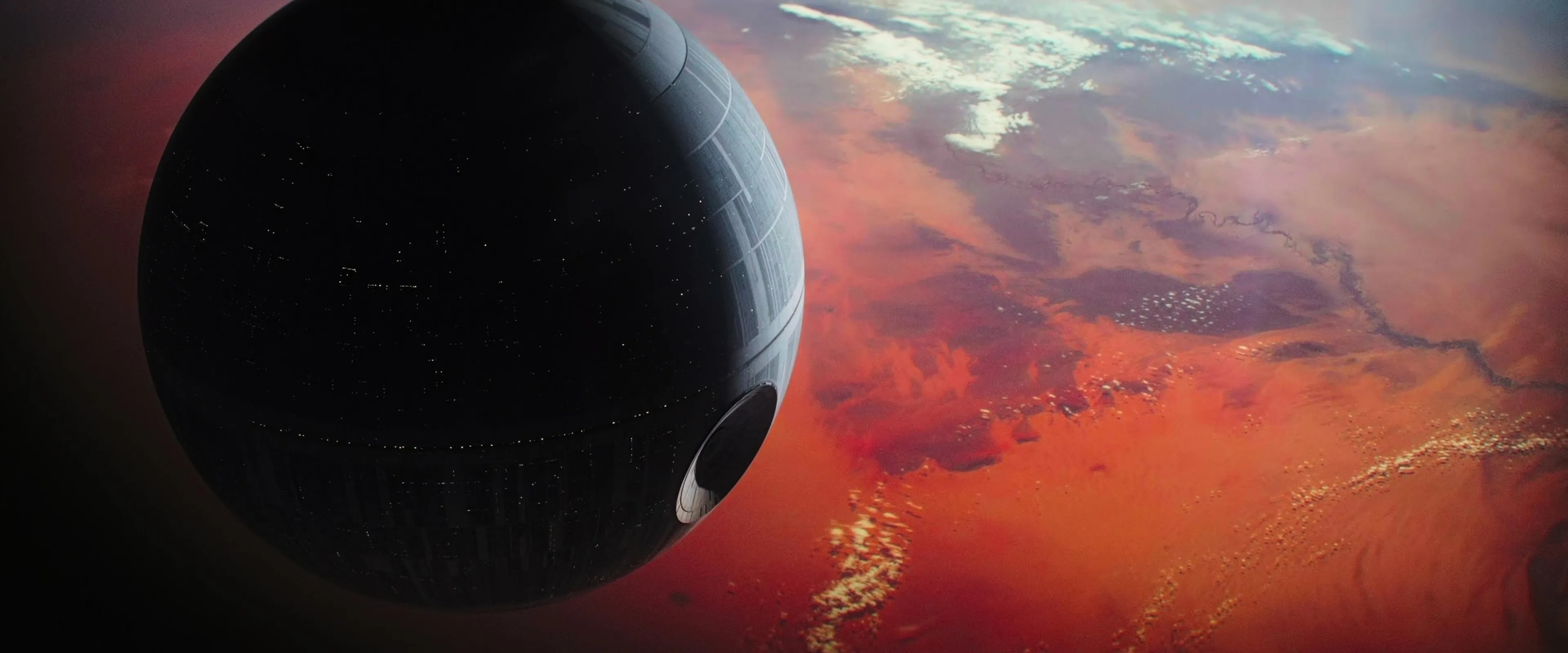 the death star floating about jedha in Rogue One the death star floating about jedha in Rogue One