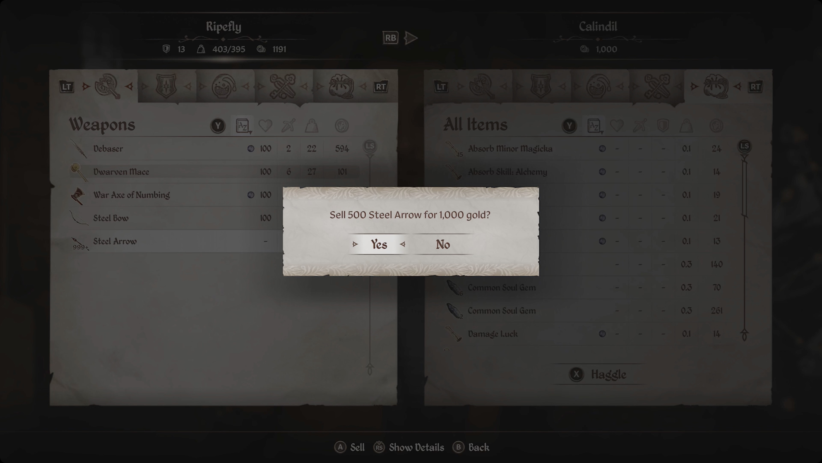 Oblivion Remastered selling arrows for 1,000 gold Oblivion Remastered selling arrows for 1,000 gold