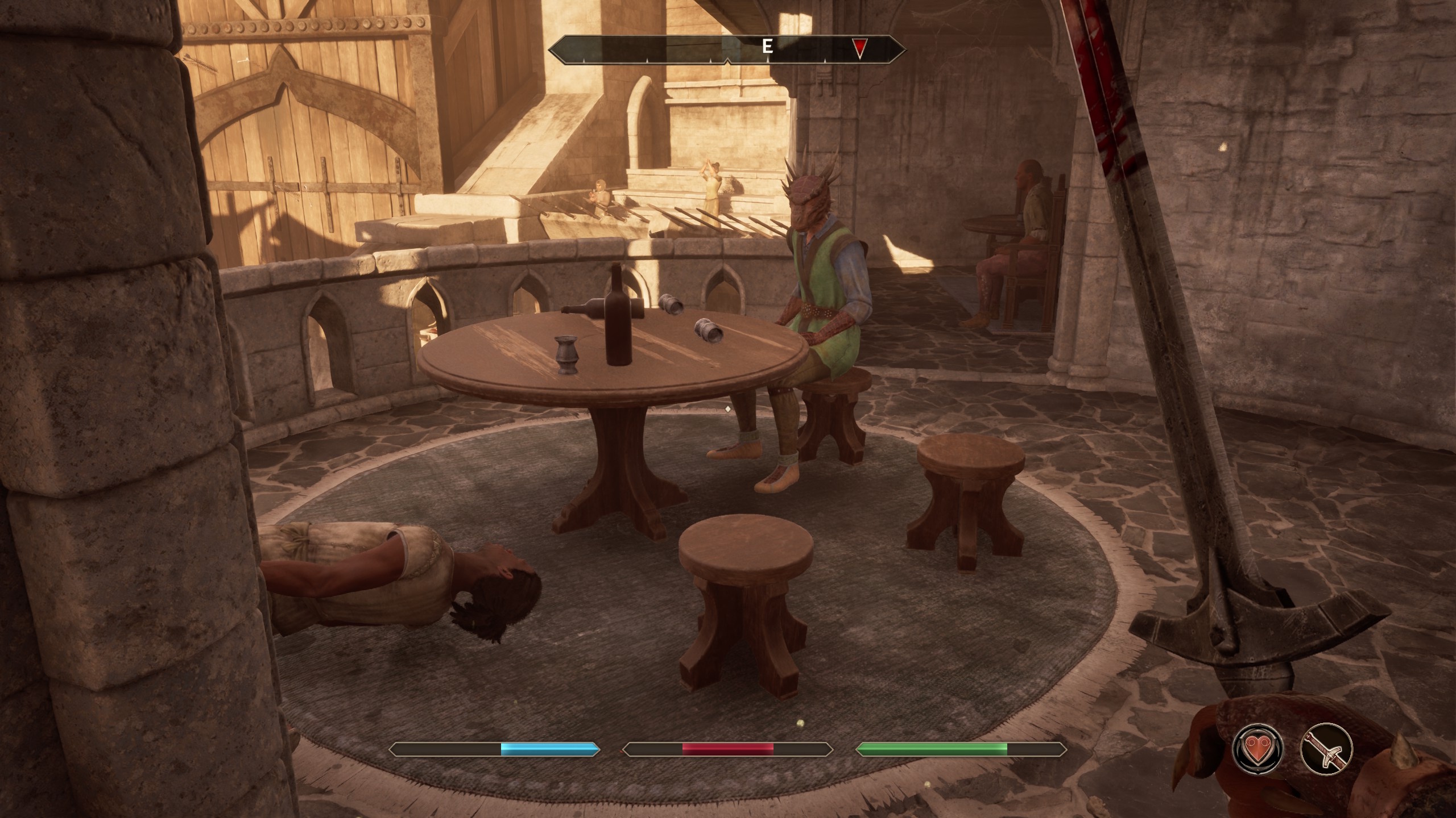 Oblivion Remastered an argonian sits an a table while getting killed for the Dark Brotherhood Oblivion Remastered an argonian sits an a table while getting killed for the Dark Brotherhood