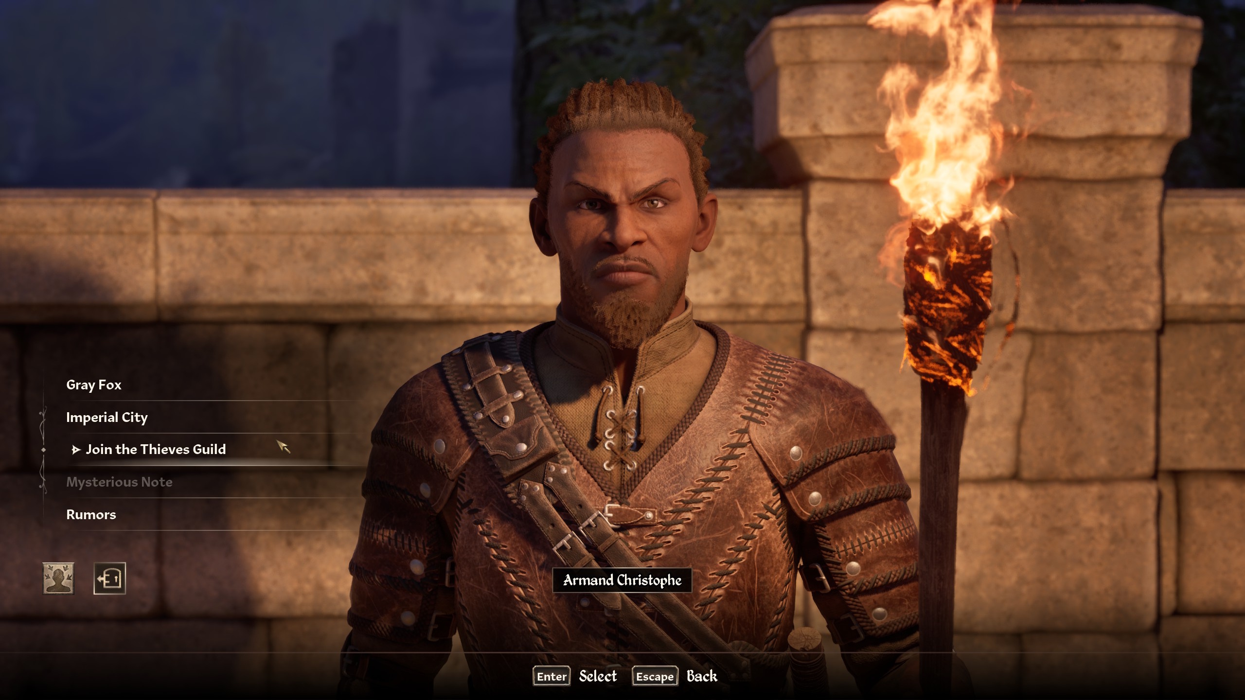 Armand stands in front of a brick wall while Oblivion Remastered player joins the Thieves Guild Armand stands in front of a brick wall while Oblivion Remastered player joins the Thieves Guild