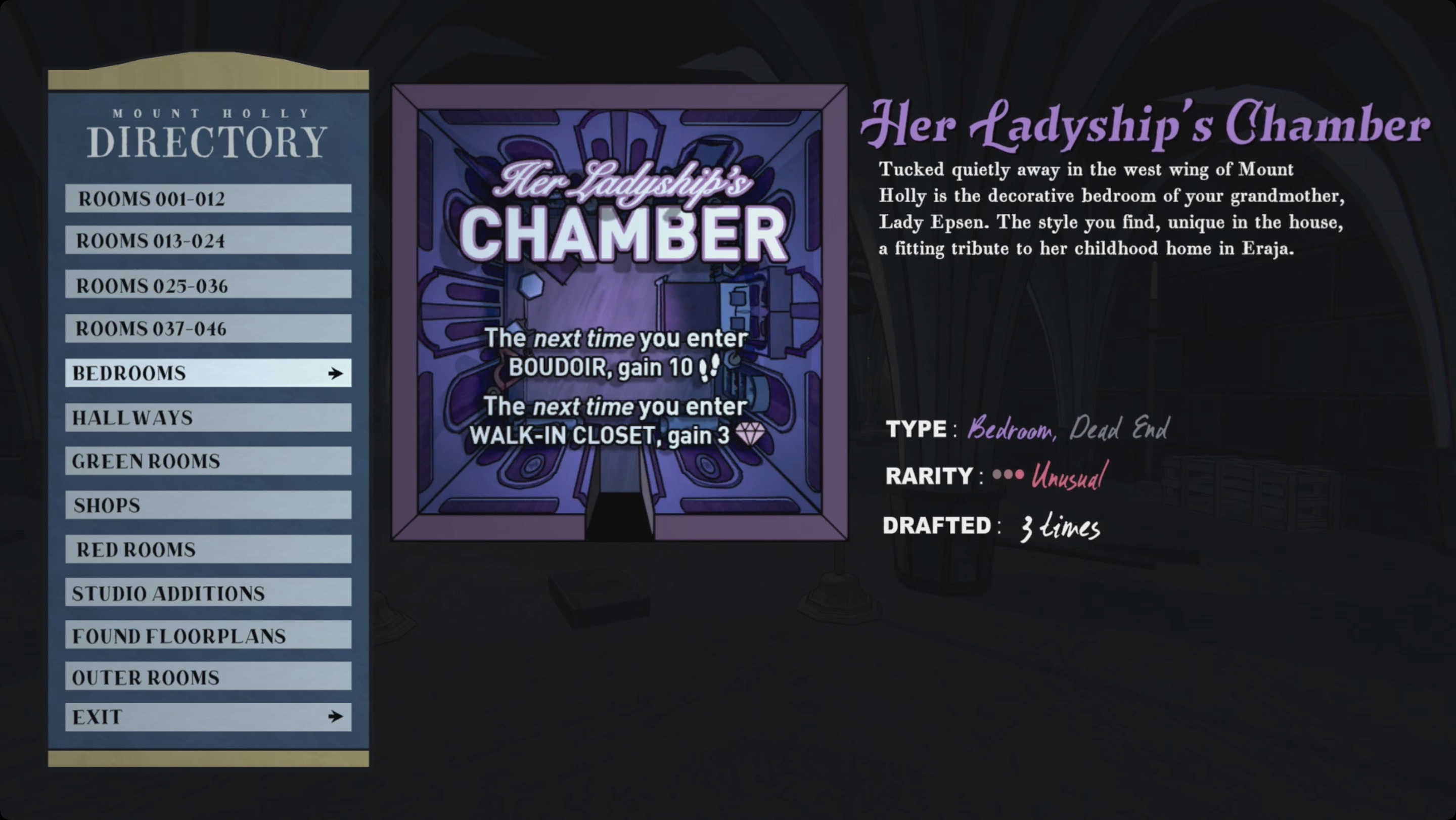 Blue Prince Her Ladyship’s Chamber description Blue Prince Her Ladyship’s Chamber description