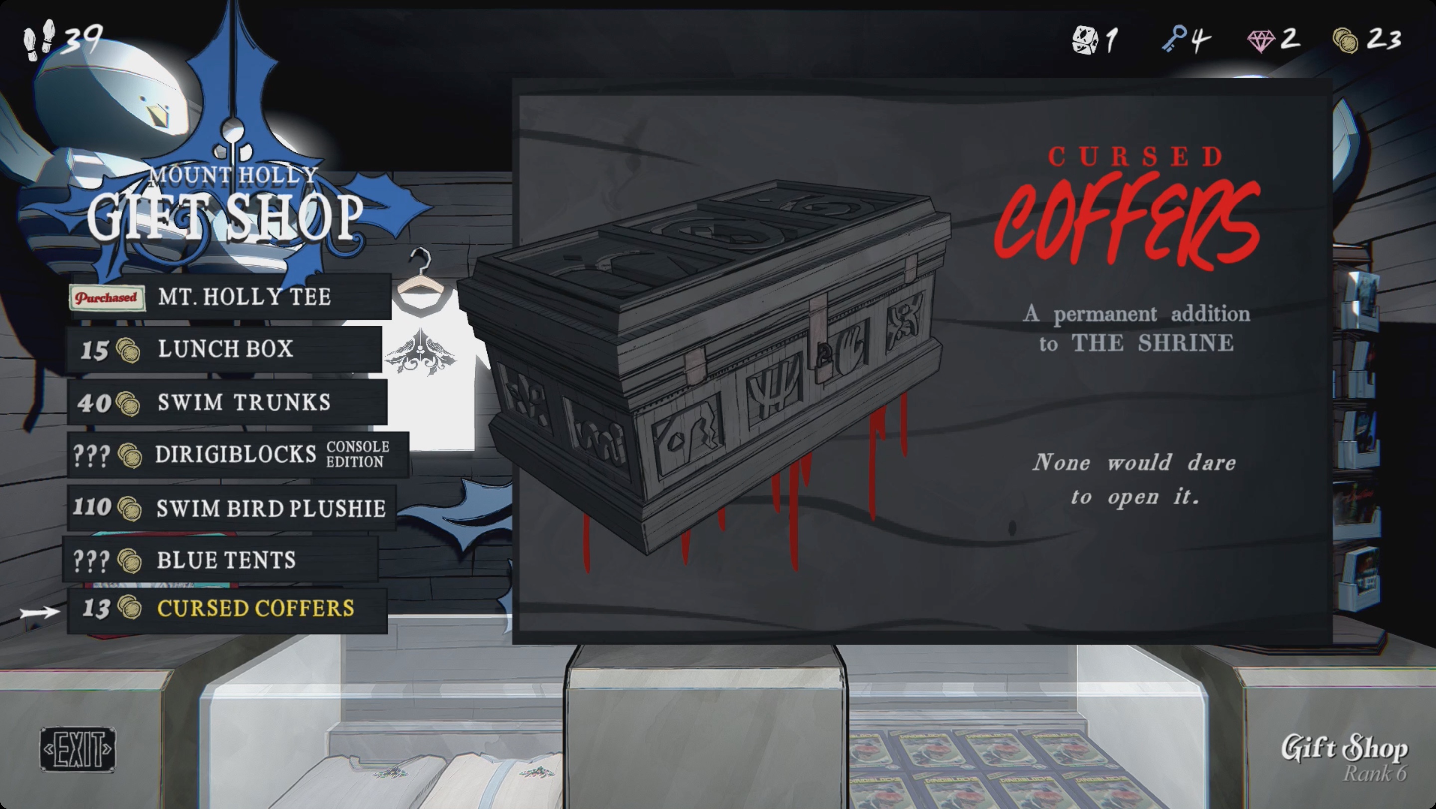 Blue Prince the Cursed Coffers in the Mount Holly Gift Shop Blue Prince the Cursed Coffers in the Mount Holly Gift Shop