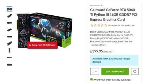 I’m flabbergasted you can get an RTX 5060 Ti 16 GB for MSRP in the UK over two hours after launch