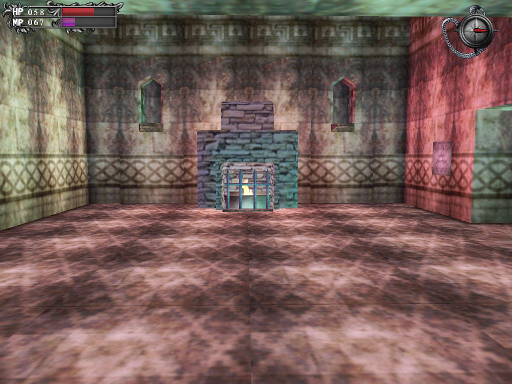 Lunacid: Tears of the Moon screenshot showing fireplace in stone castle interior.