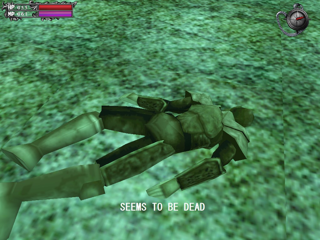 Lunacid: Tears of the Moon screenshot showing corpse, UI message 