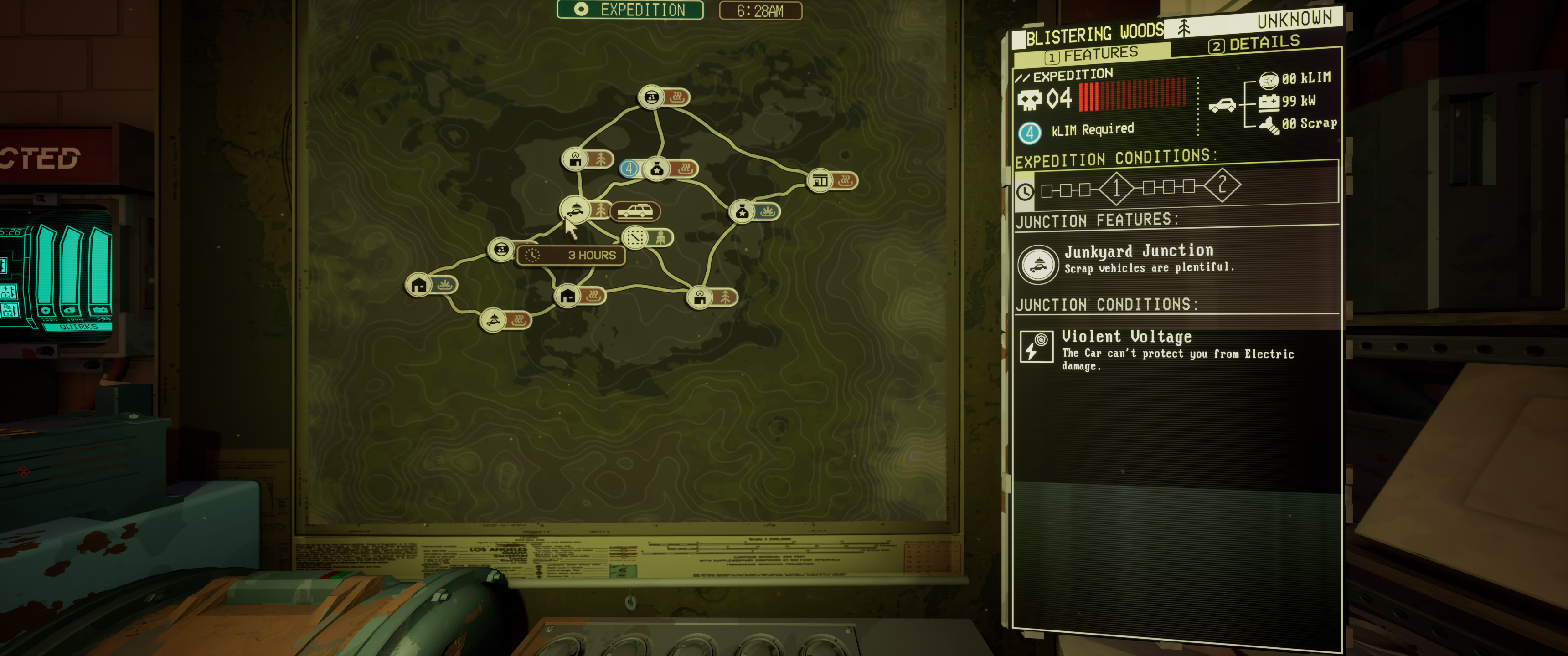 A screenshot from Pacific Drive showing the new Expeditions map