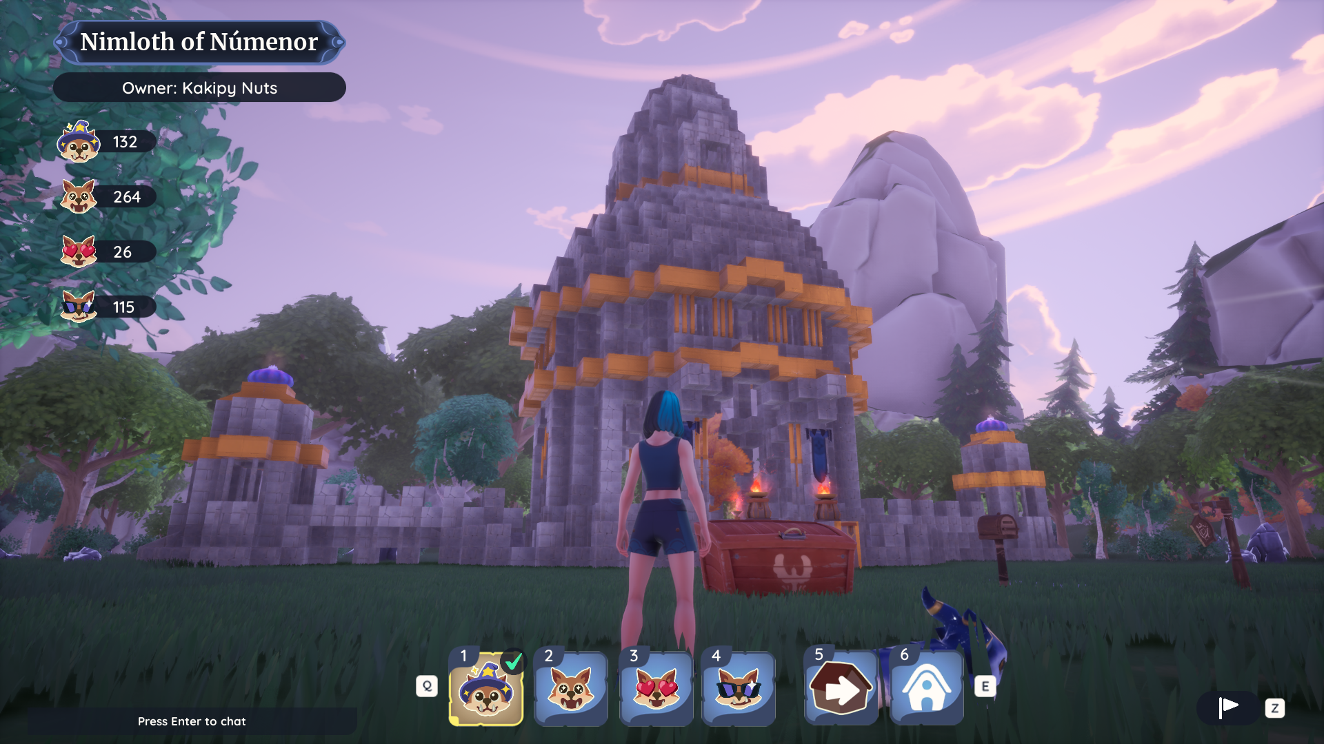 A temple made of blocky stone dubbed Nimloth of Numenor in the game Palia, built by user Kakipy Nuts A temple made of blocky stone dubbed Nimloth of Numenor in the game Palia, built by user Kakipy Nuts