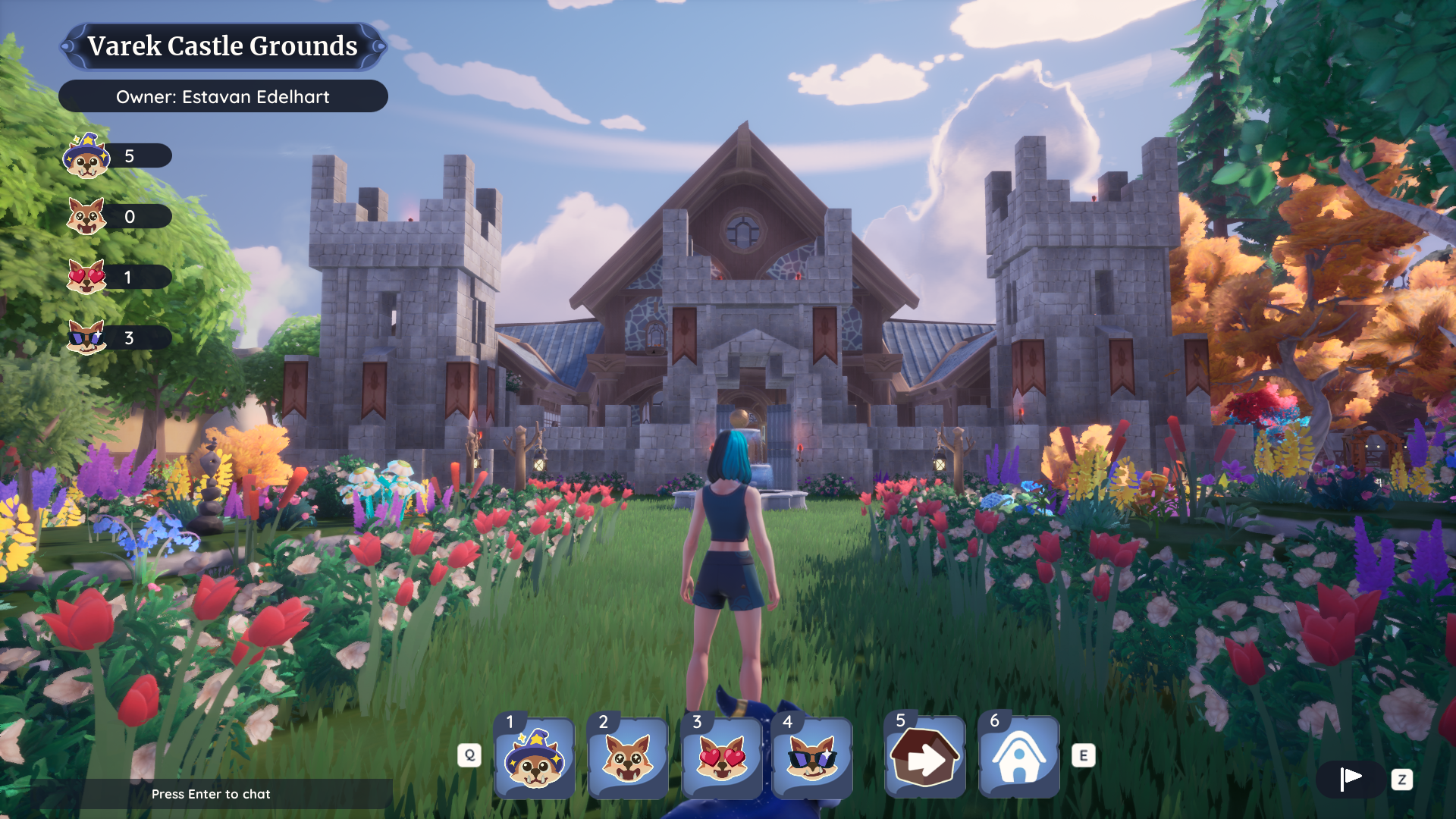 A castle built in Palia, using a pre-built two-story home structure and reinforcing it with walls made out of stone building blocks to create a fortress-like appearance A castle built in Palia, using a pre-built two-story home structure and reinforcing it with walls made out of stone building blocks to create a fortress-like appearance