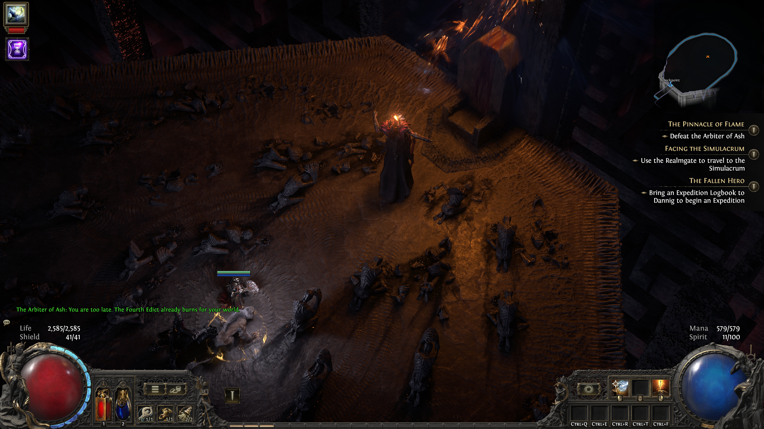 PoE2 Dawn of the Hunt endgame - The Arbiter standing in the arena.