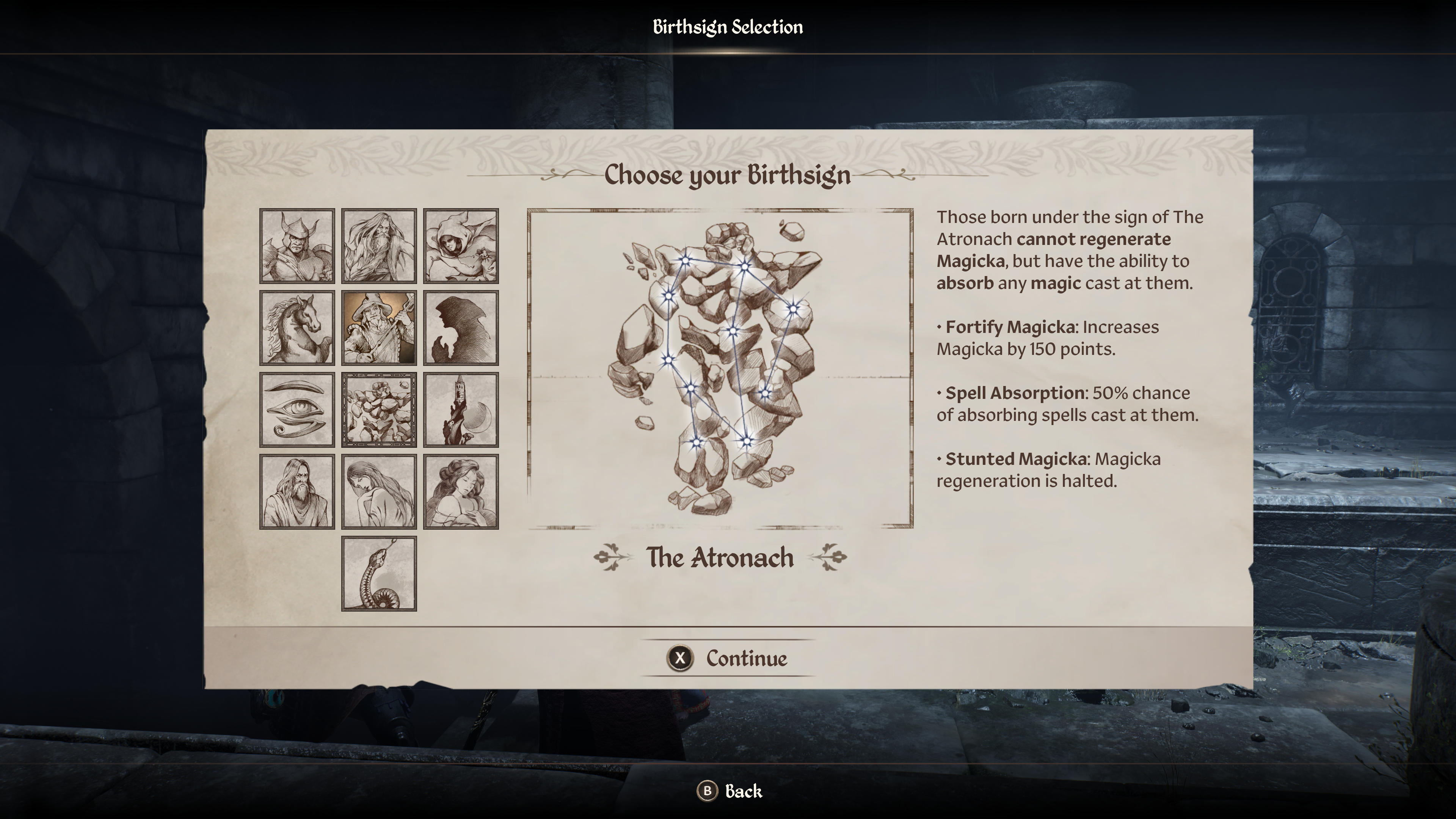 A menu shows the Atronach as one of the best birthsigns in Oblivion Remastered A menu shows the Atronach as one of the best birthsigns in Oblivion Remastered