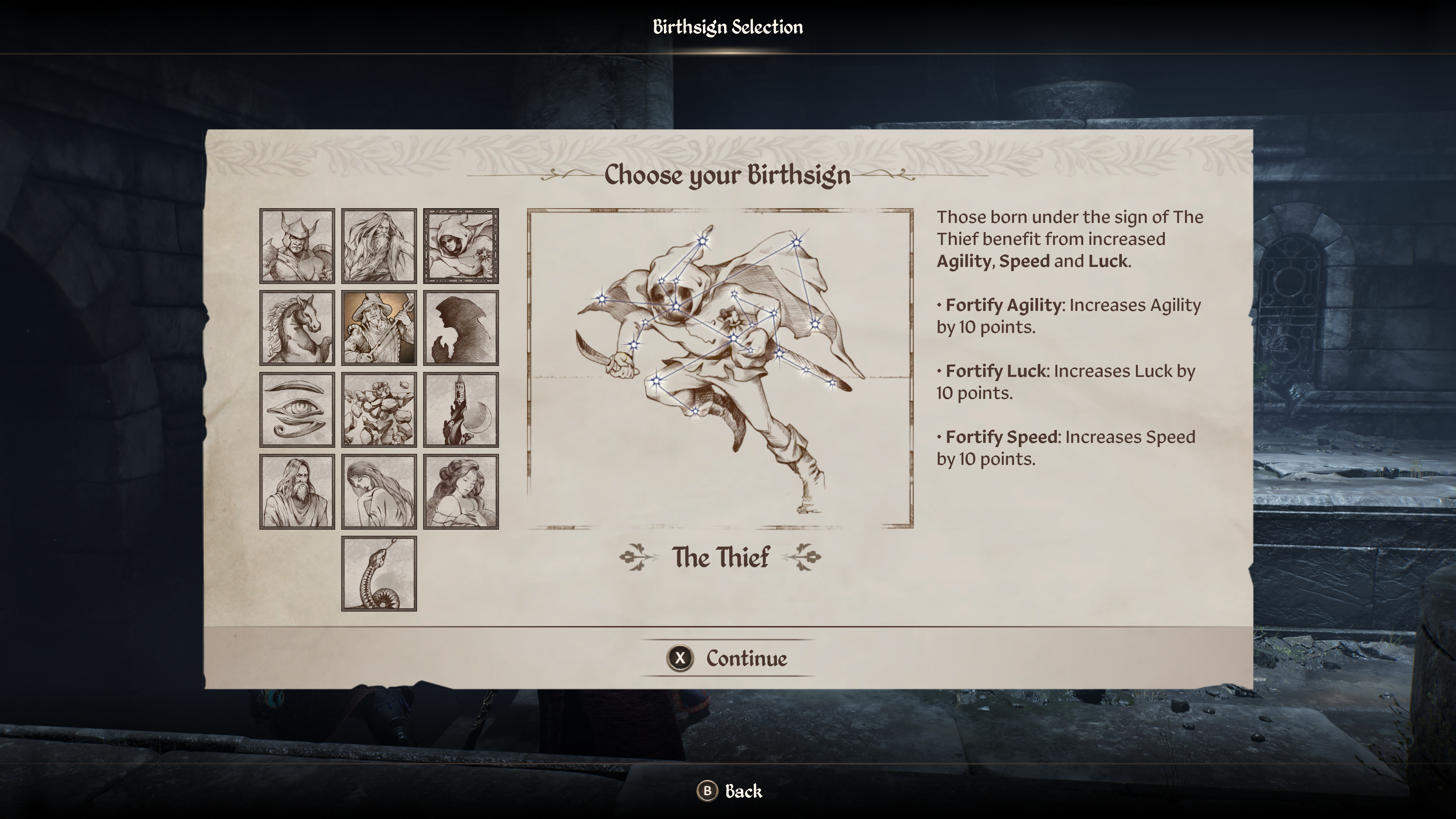 A menu shows the Thief as one of the best birthsigns in Oblivion Remastered A menu shows the Thief as one of the best birthsigns in Oblivion Remastered