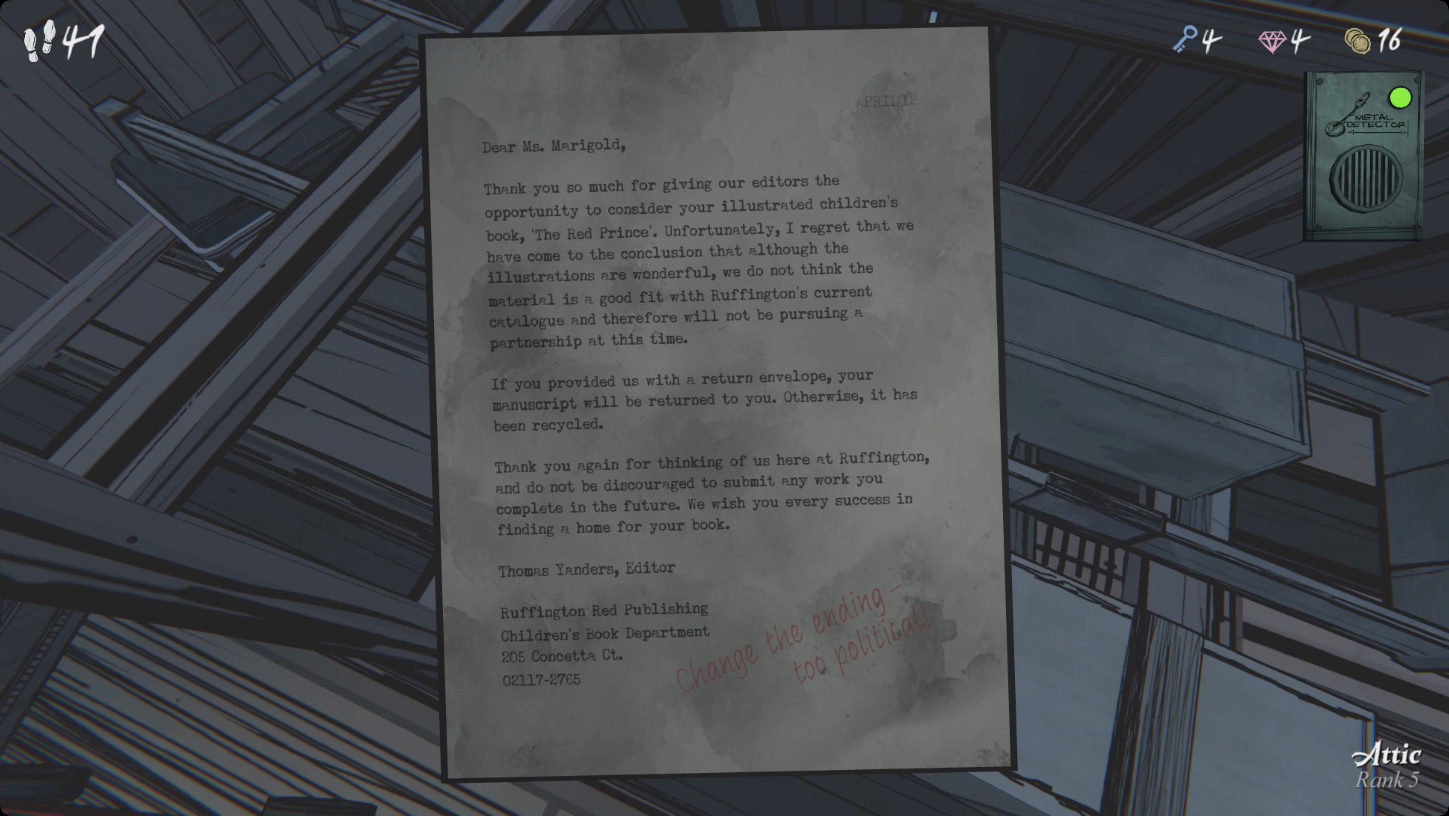 The Red Prince rejection letter from Blue Prince The Red Prince rejection letter from Blue Prince