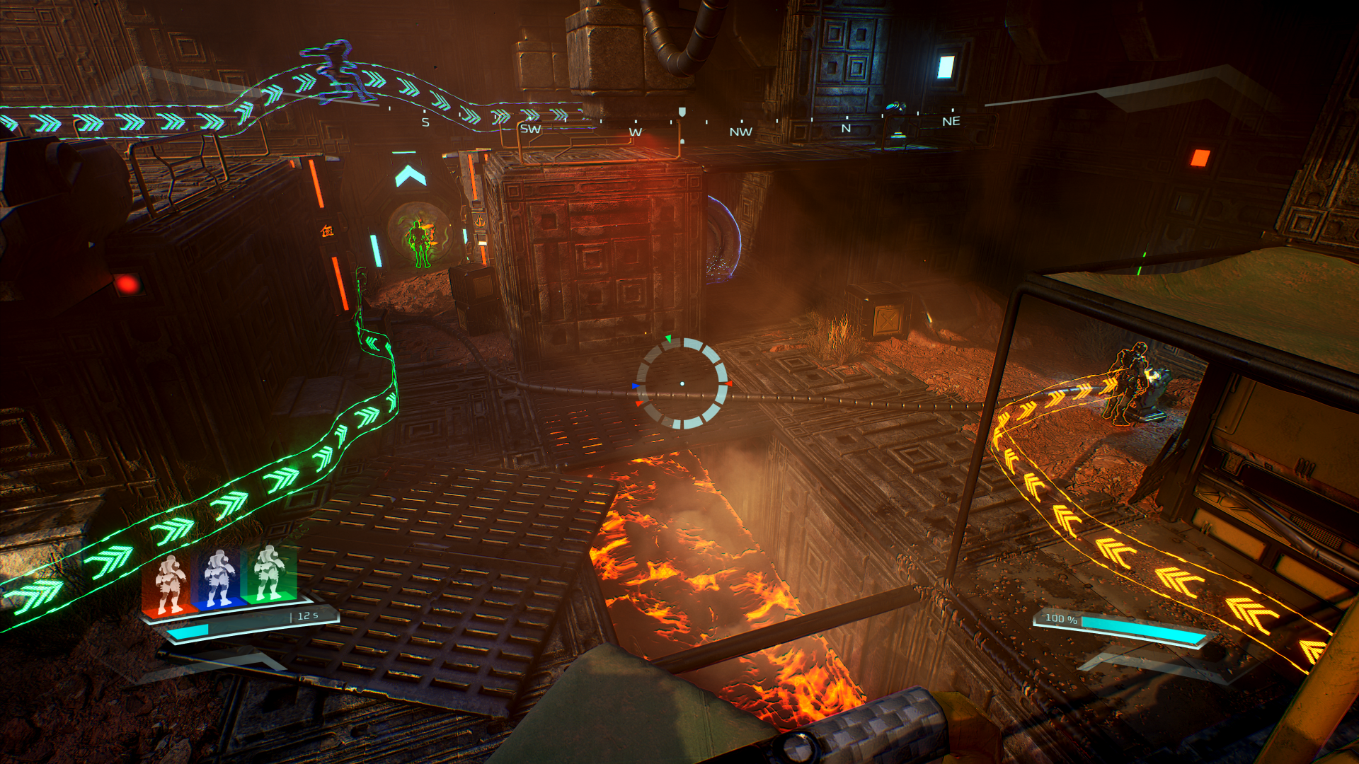 An underground cavern with lava flow