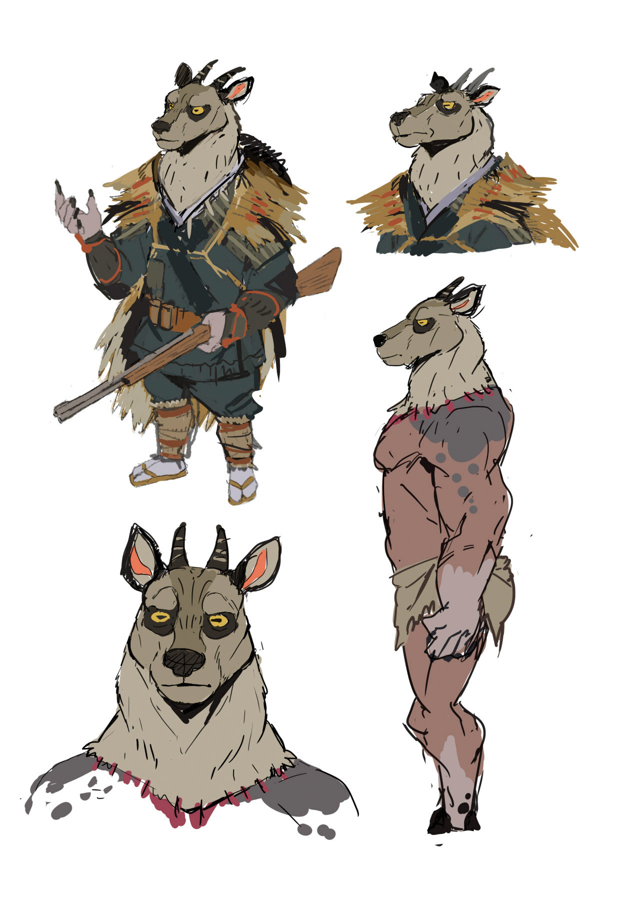 A character sheet for Serow, the protagonist of the anime short series Michinoku-Toge.