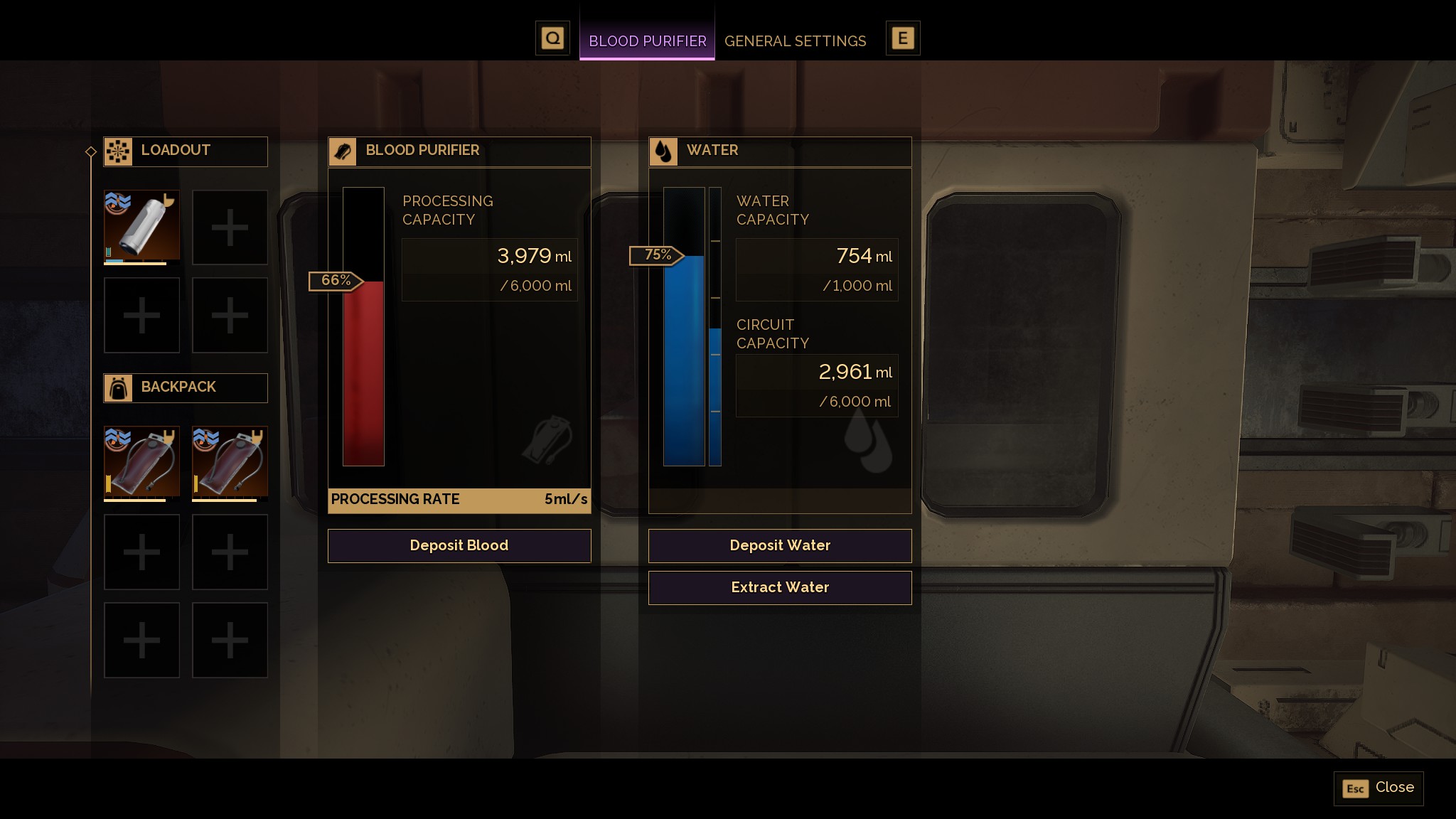 A blood purifier full of blood and water