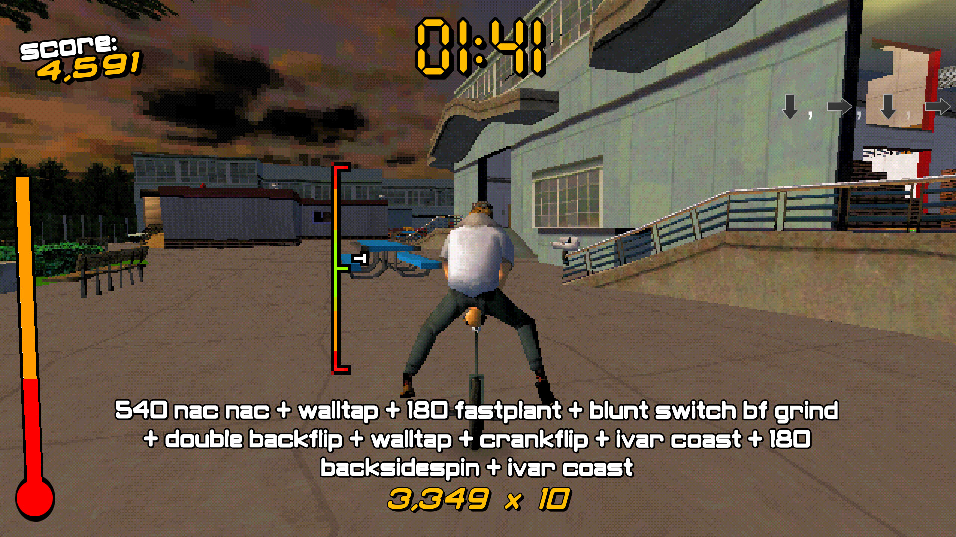 A screenshot from Street Uni X showing a player racking up an impressive unicycle trick combo.