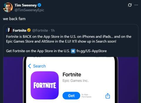 1741 days after being kicked off iPhones, Fortnite is back on the US App Store