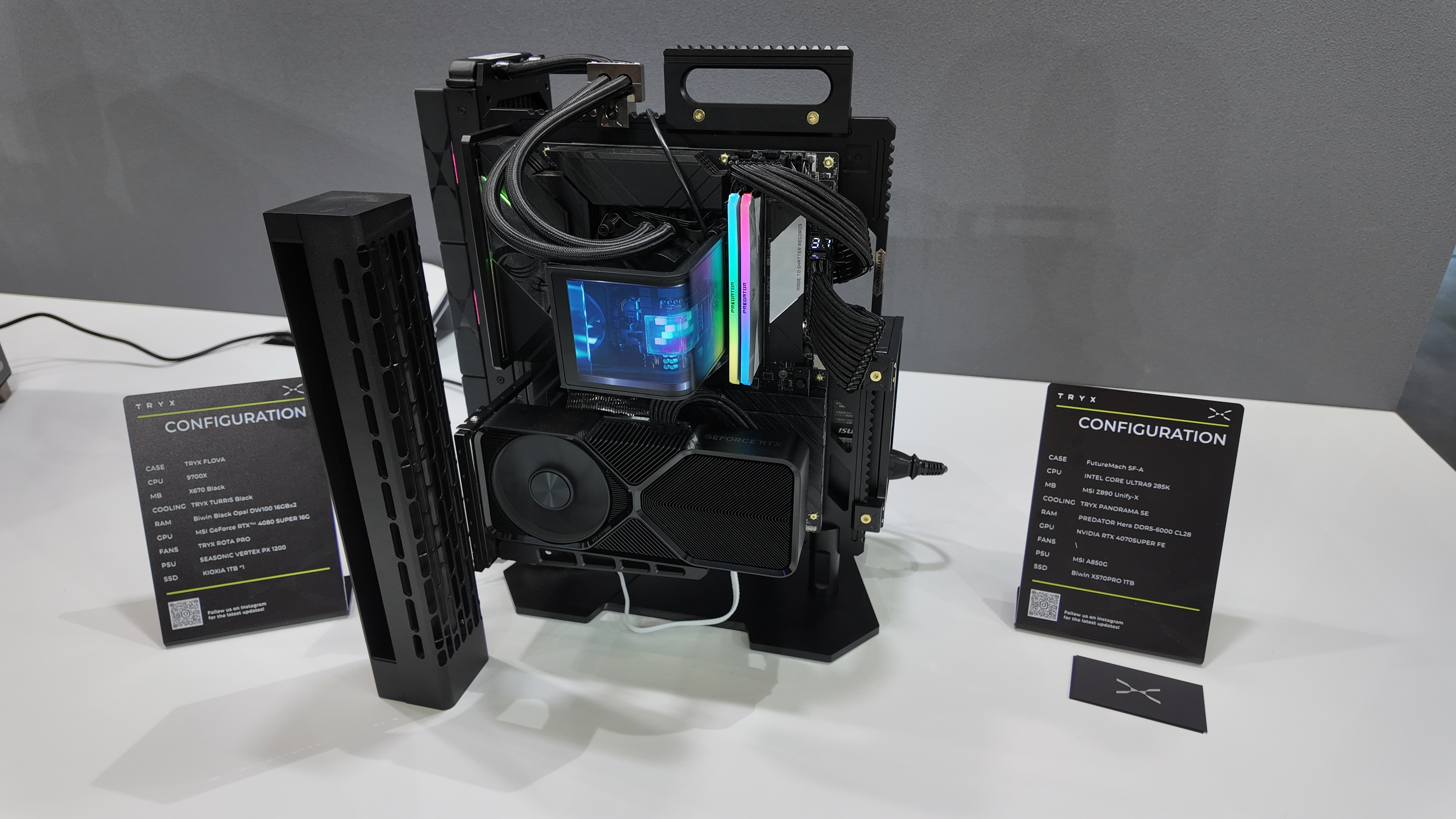 Tryx's Computex 2025 booth, showcasing various new PC cases and coolers.