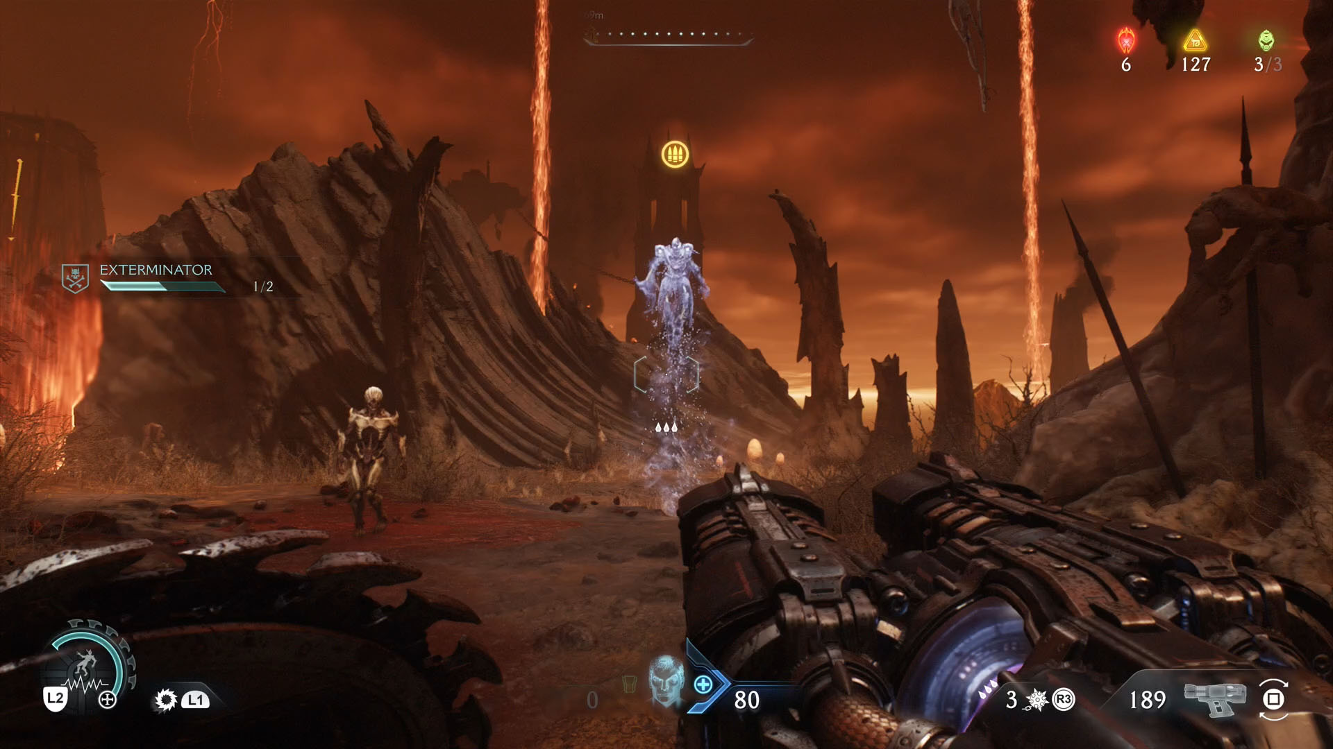 A Doom: The Dark Ages screenshot showing the moment the Revenant’s body is frozen and won’t take damage. A Doom: The Dark Ages screenshot showing the moment the Revenant’s body is frozen and won’t take damage.