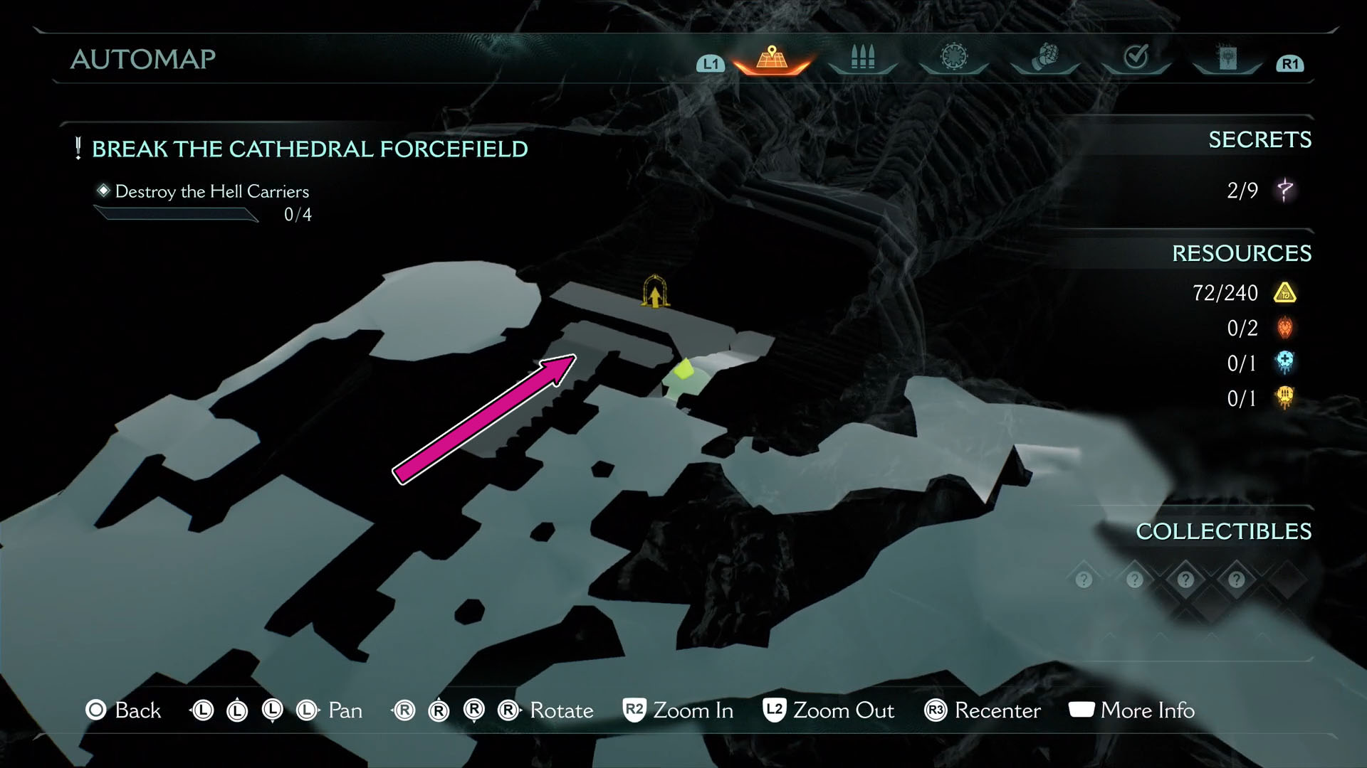 A Doom: The Dark Ages screenshot showing on the map the location of the leader in Chapter 5. A Doom: The Dark Ages screenshot showing on the map the location of the leader in Chapter 5.